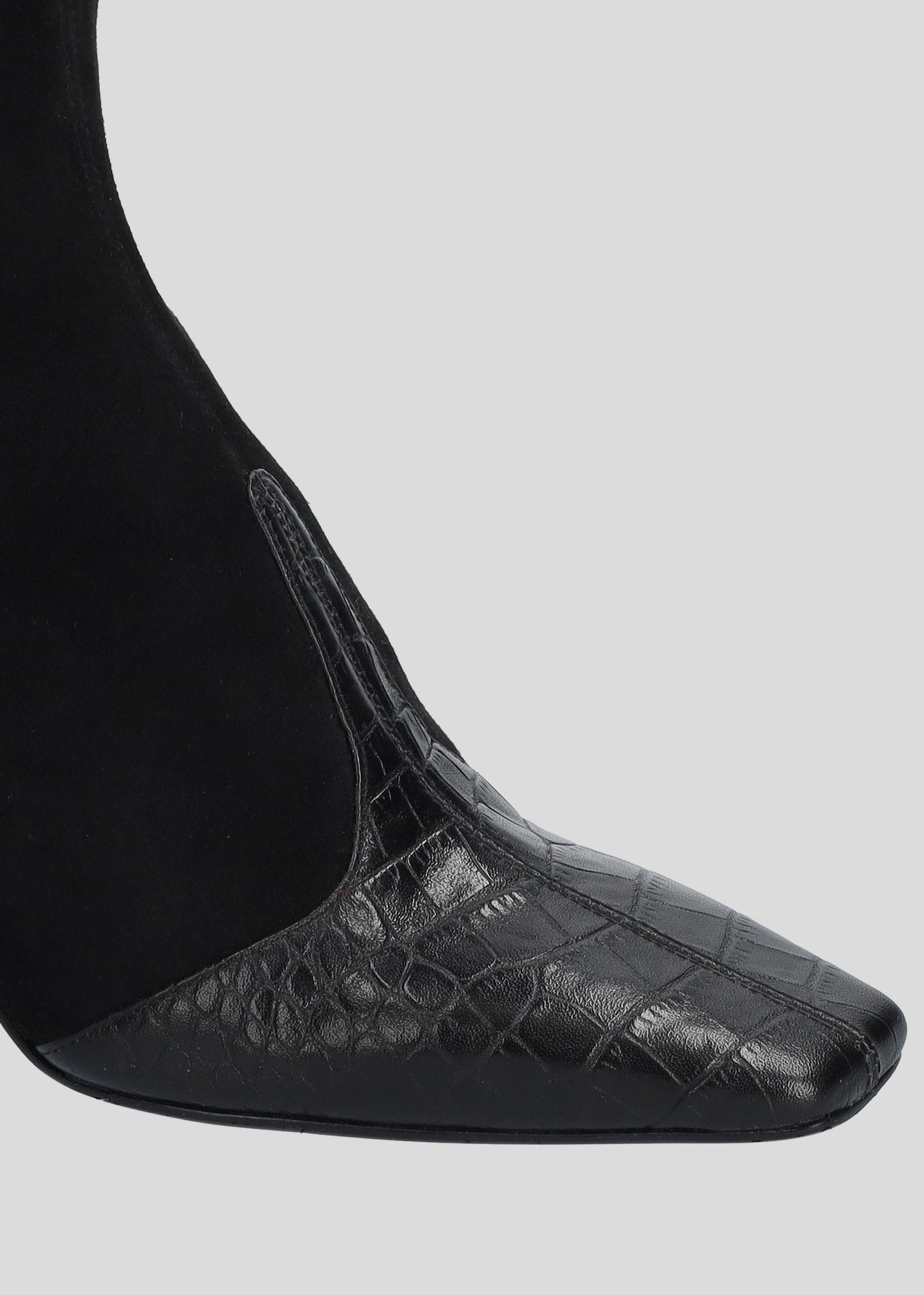 BLACK STRETCH SUEDE ANKLE BOOTS