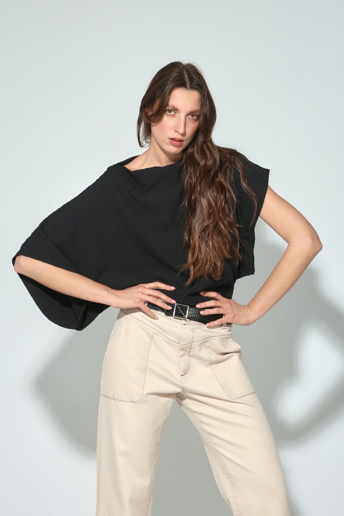 TOP CALIPSO SEERSUCKER NEGRO