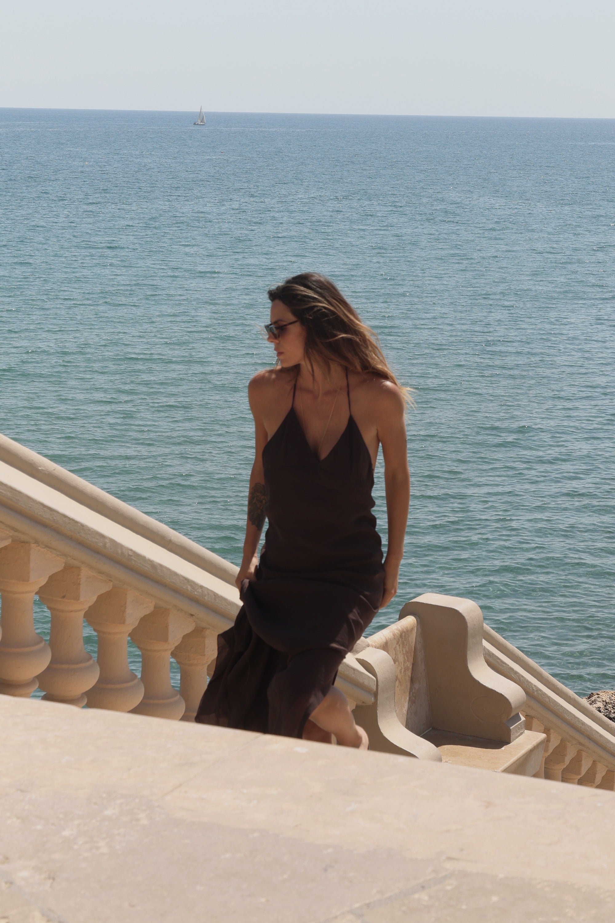 VESTIDO LARGO BRIDGE MARRÓN L.M X BADITS