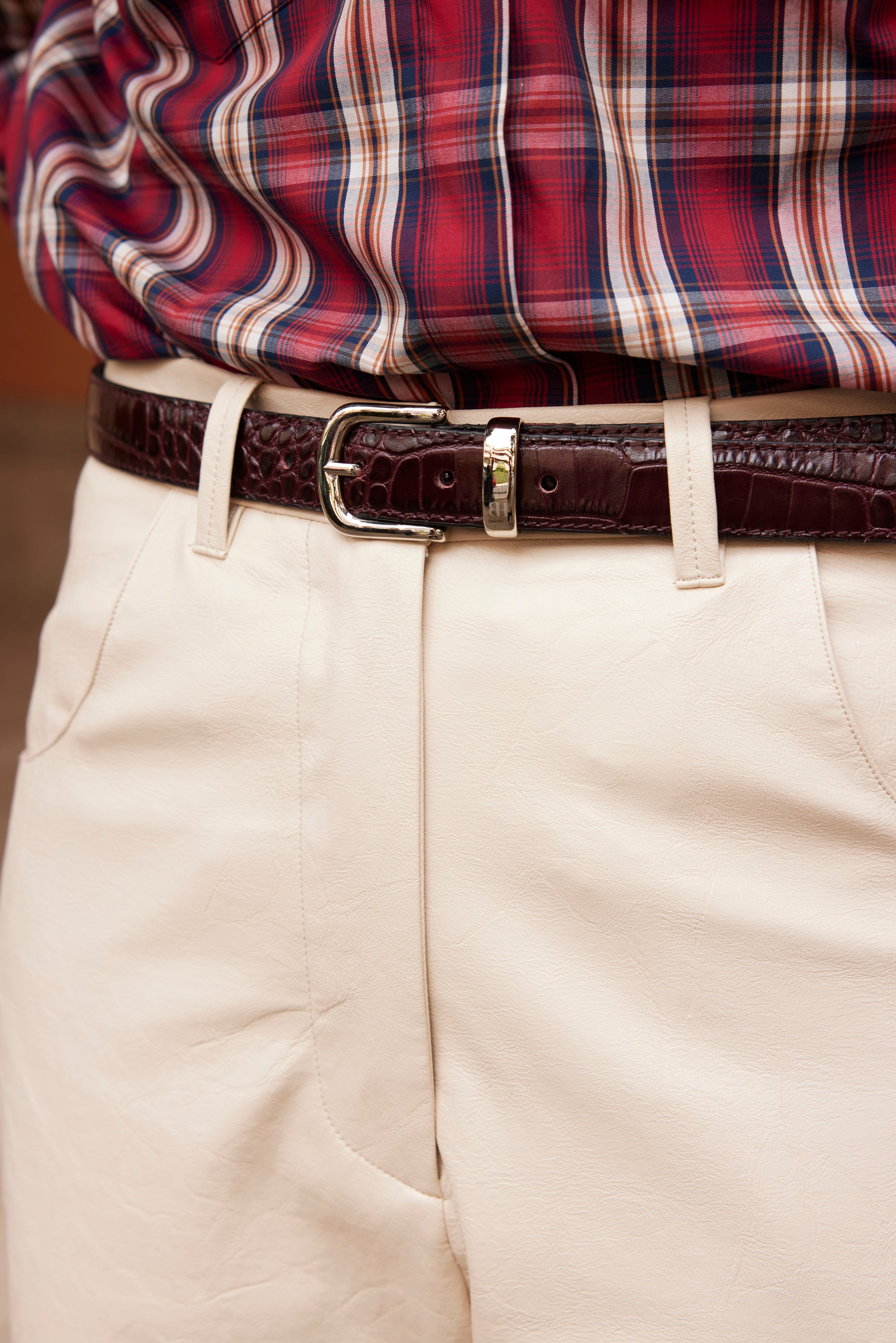 BELT ANDREA BORDEAUX&SILVER