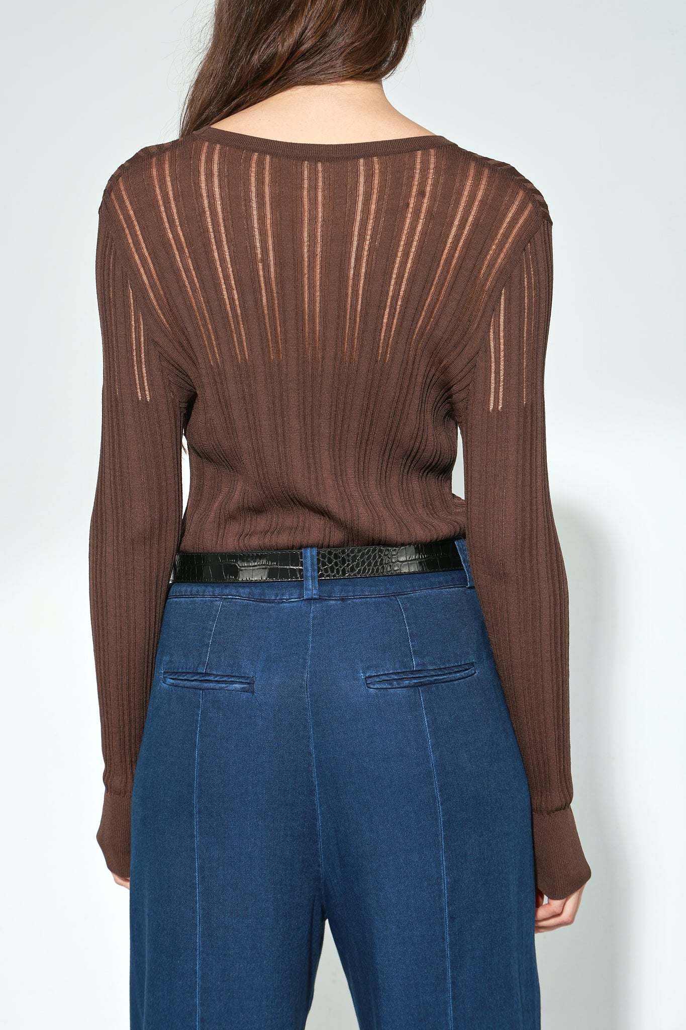 CARDIGAN BEL CUELLO REDONDO MARRÓN