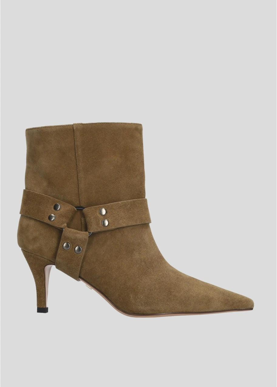 COW SUEDE LEATHER OLIVE BOOTS