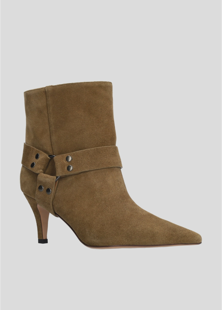 COW SUEDE LEATHER OLIVE BOOTS
