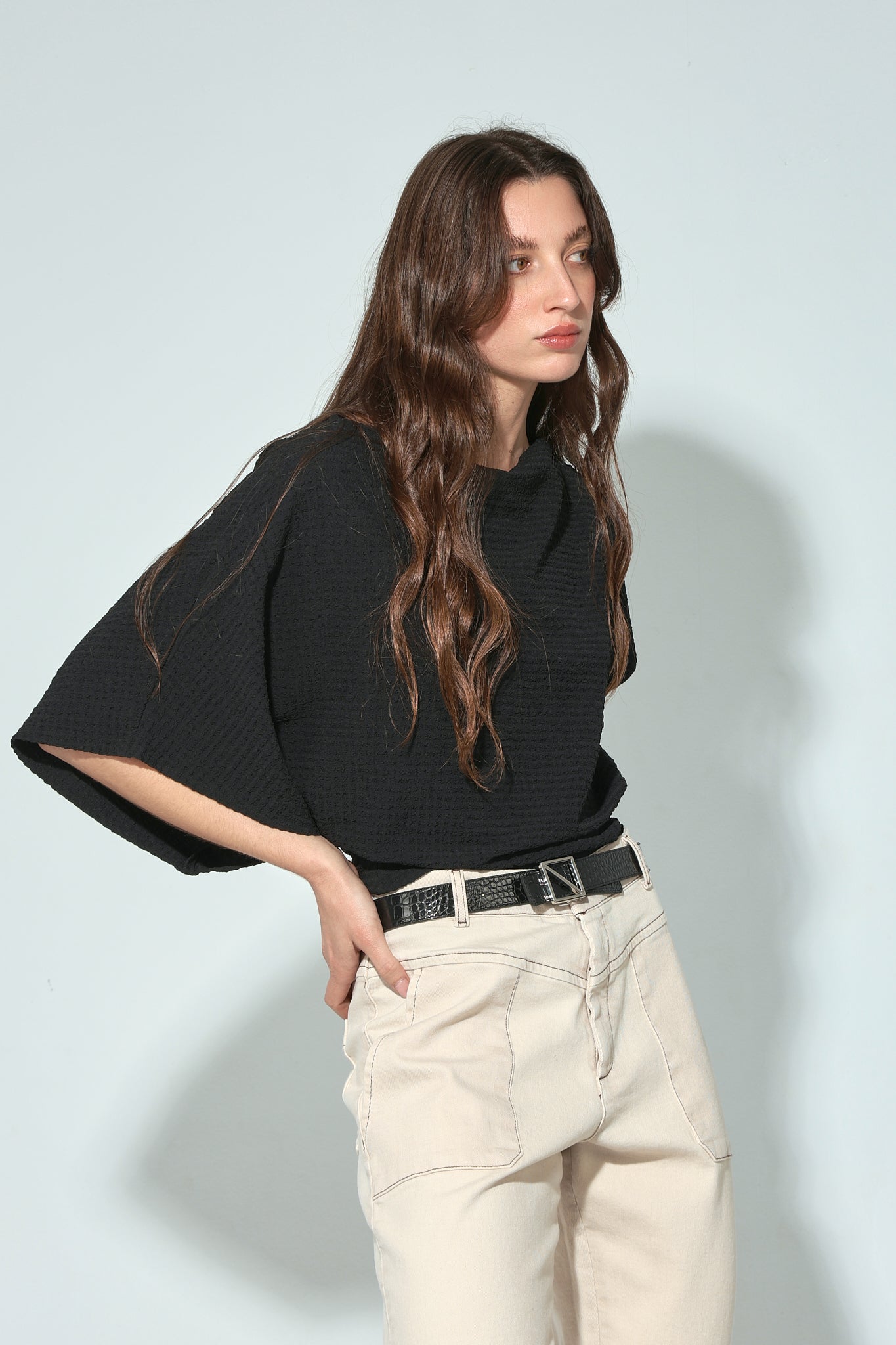 TOP CALIPSO SEERSUCKER NEGRO