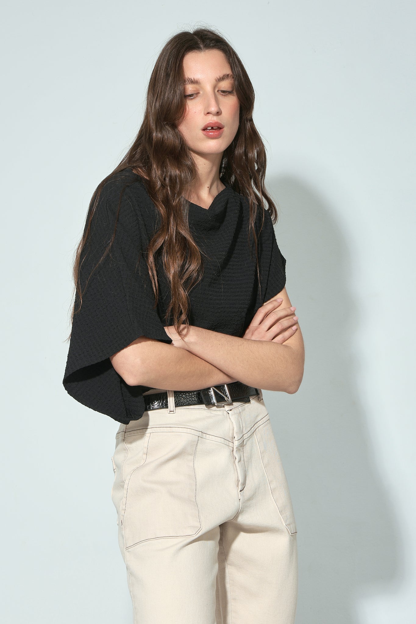 TOP CALIPSO SEERSUCKER BLACK