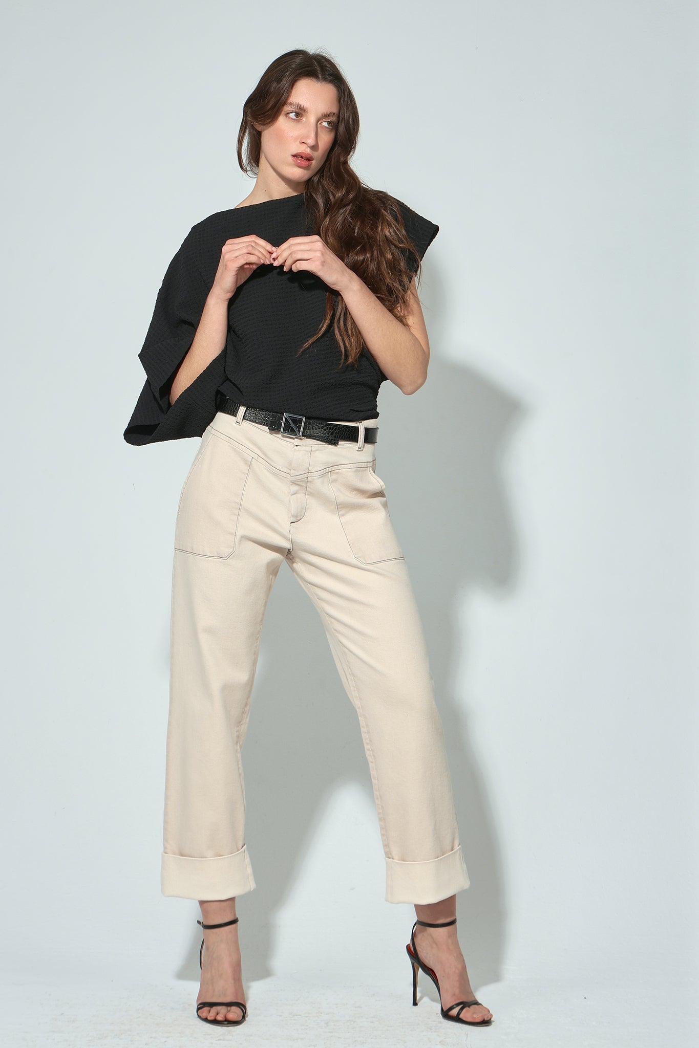 TOP CALIPSO SEERSUCKER BLACK