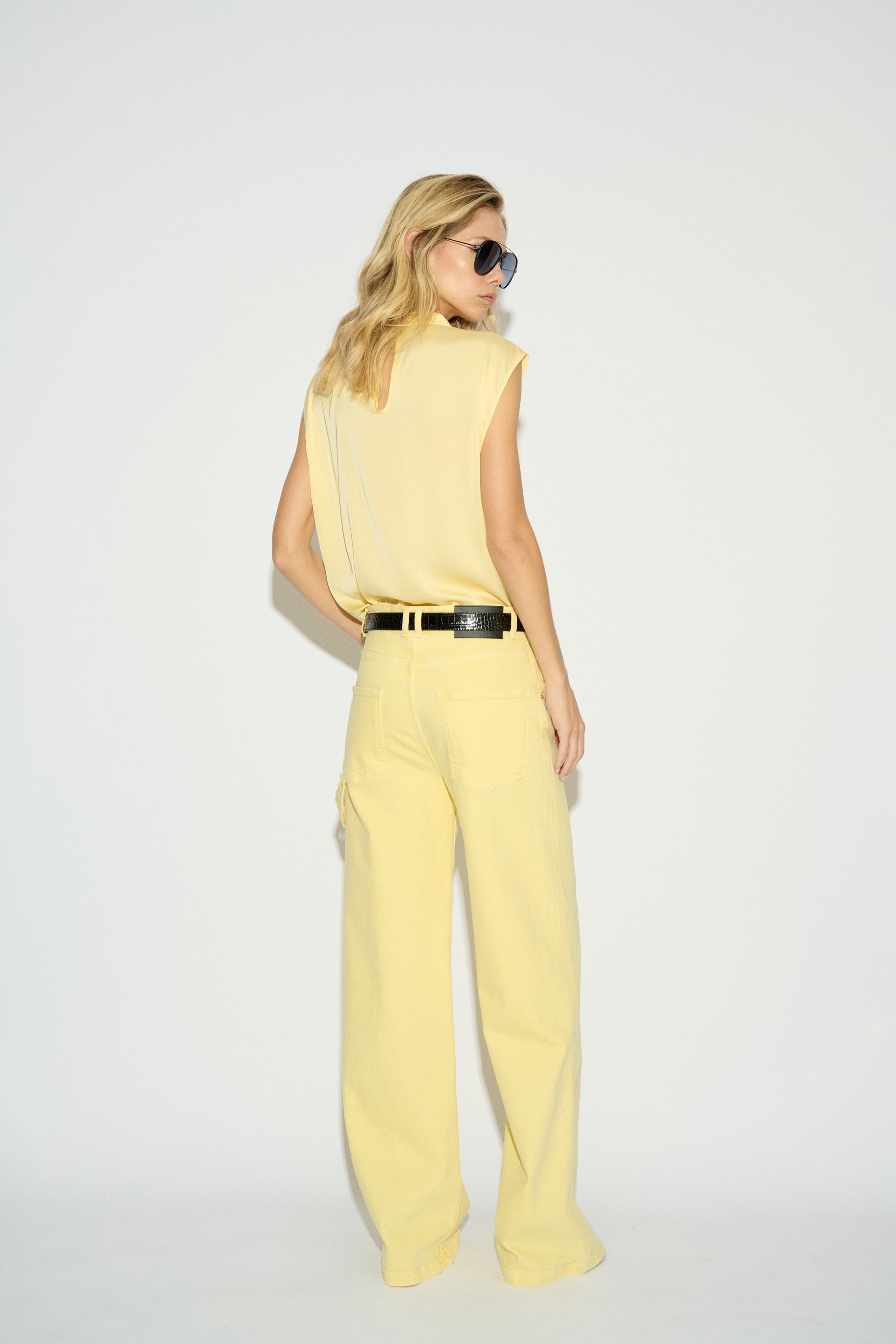 LUCA WIDE LEG MID-RISE YELLOW JEANS