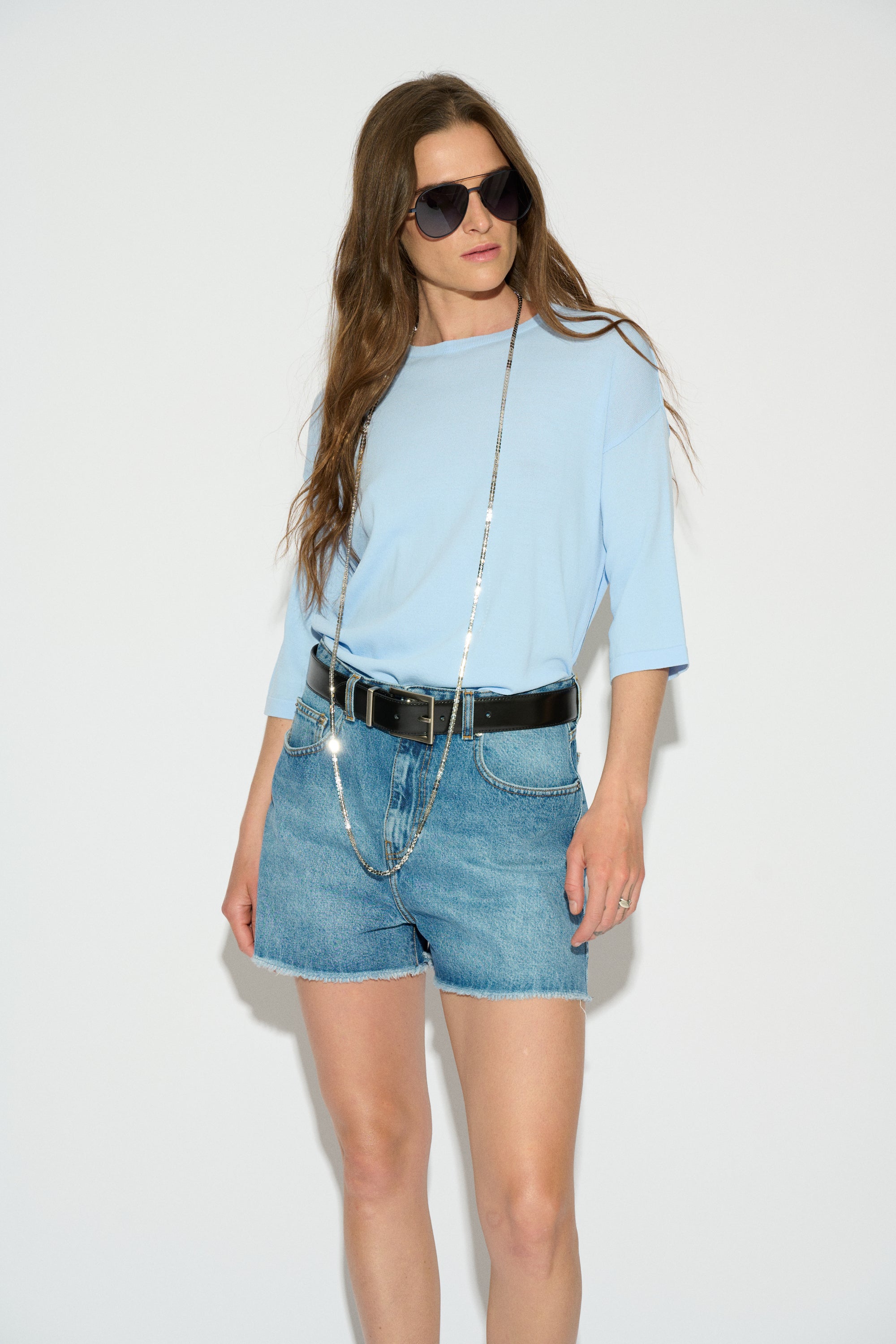 JERSEY MICAELA MANGA TRES CUARTOS AZUL