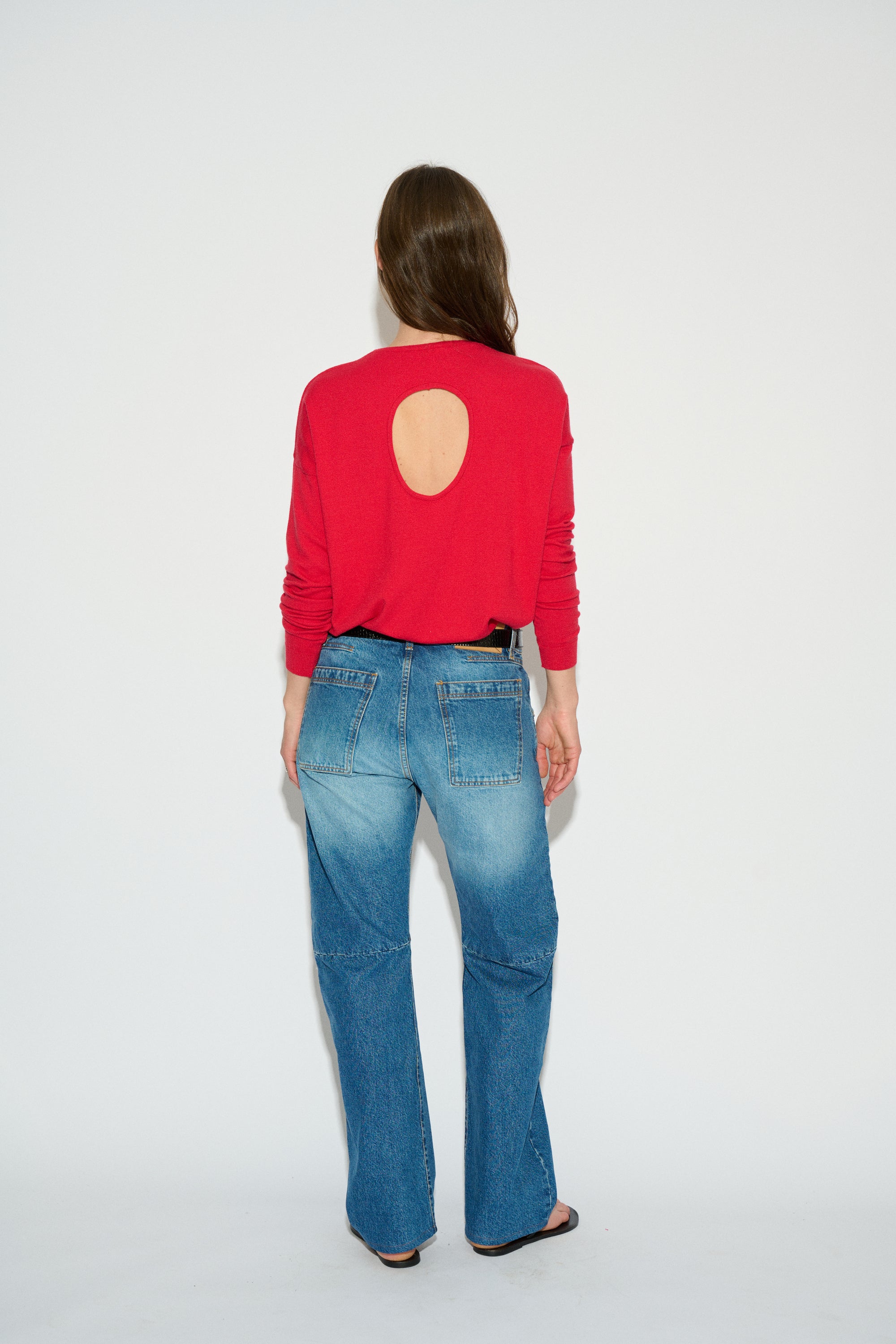 SIMONA RED ROUND NECK JERSEY