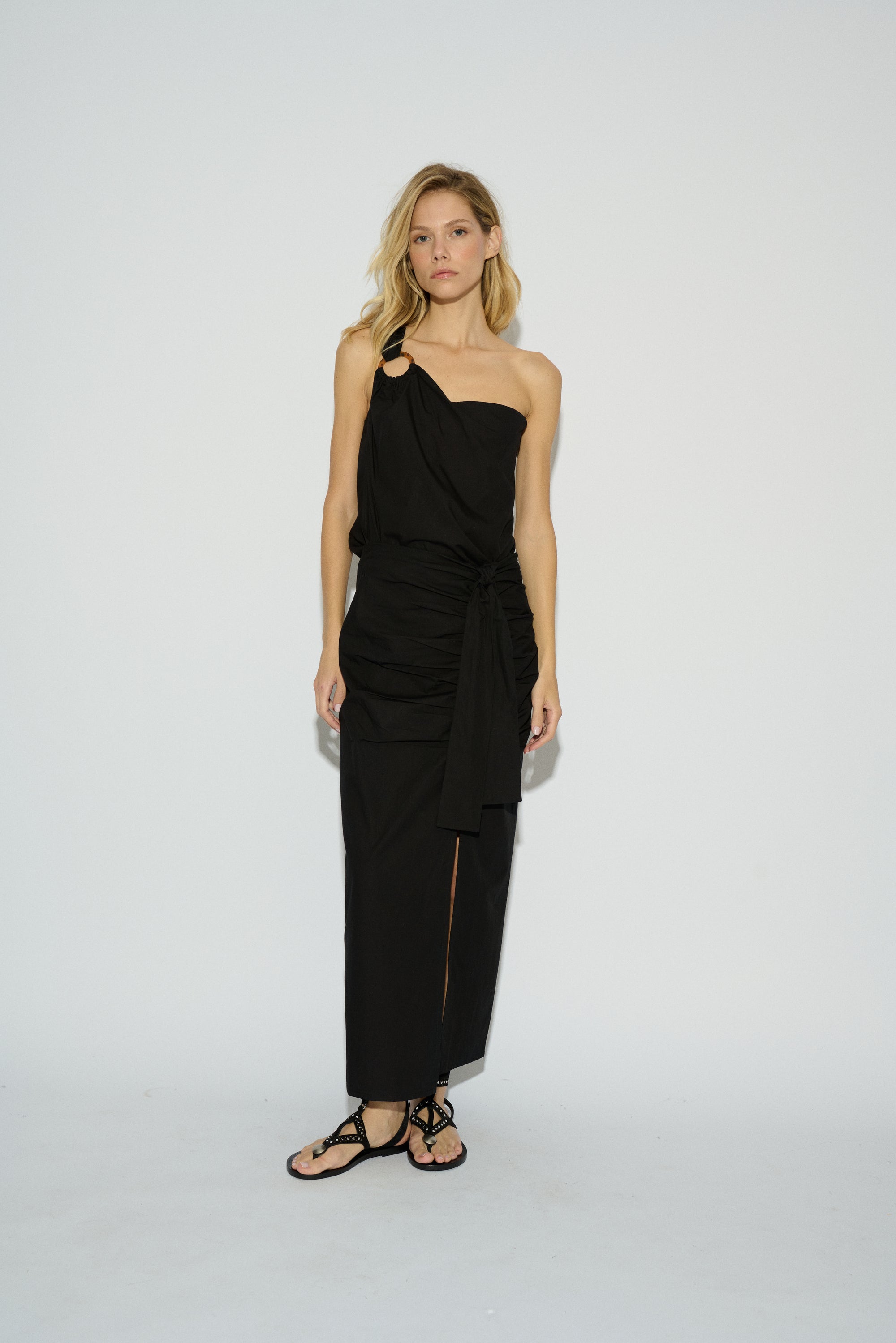 AVA DRAPED BLACK SKIRT