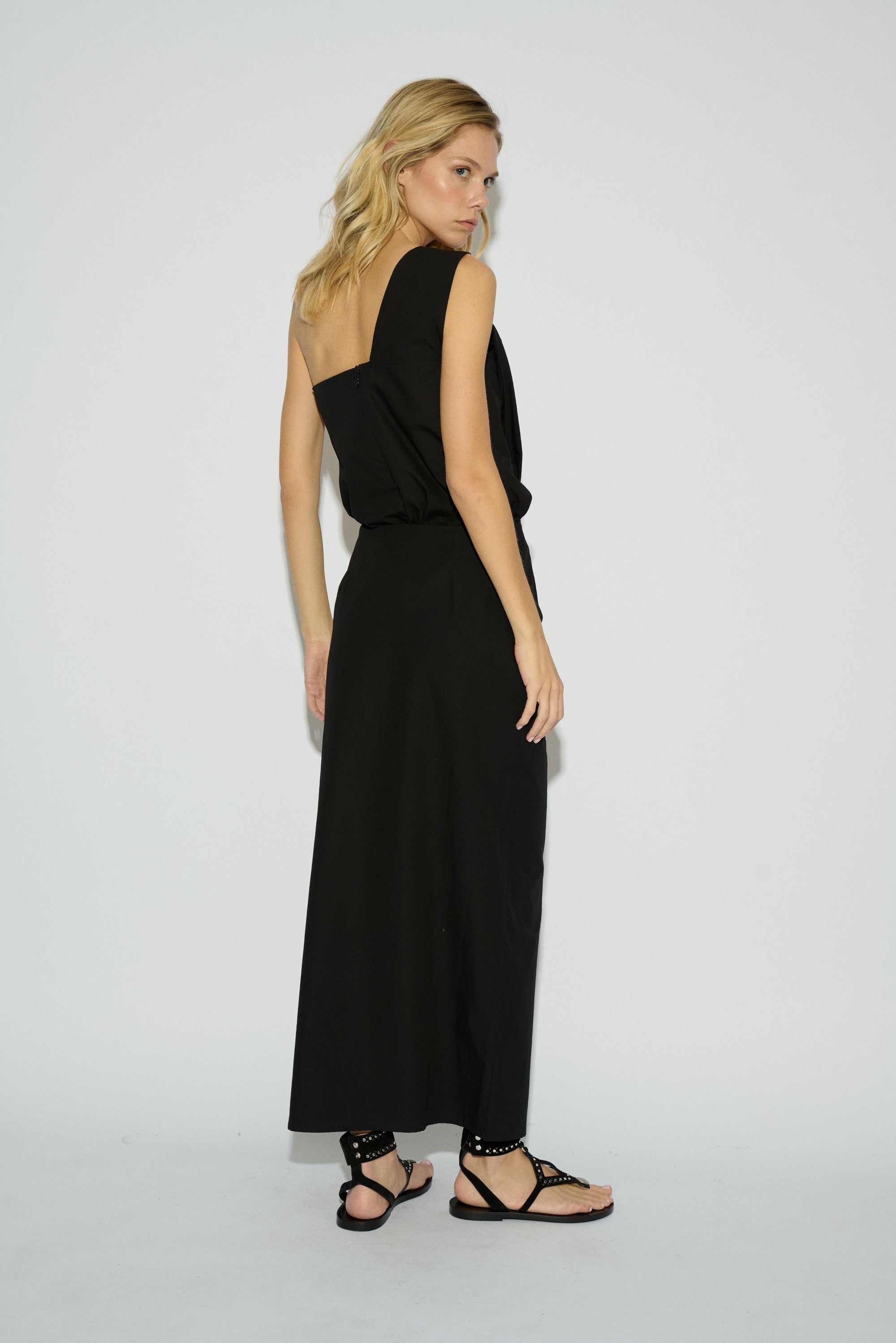 AVA DRAPED BLACK SKIRT