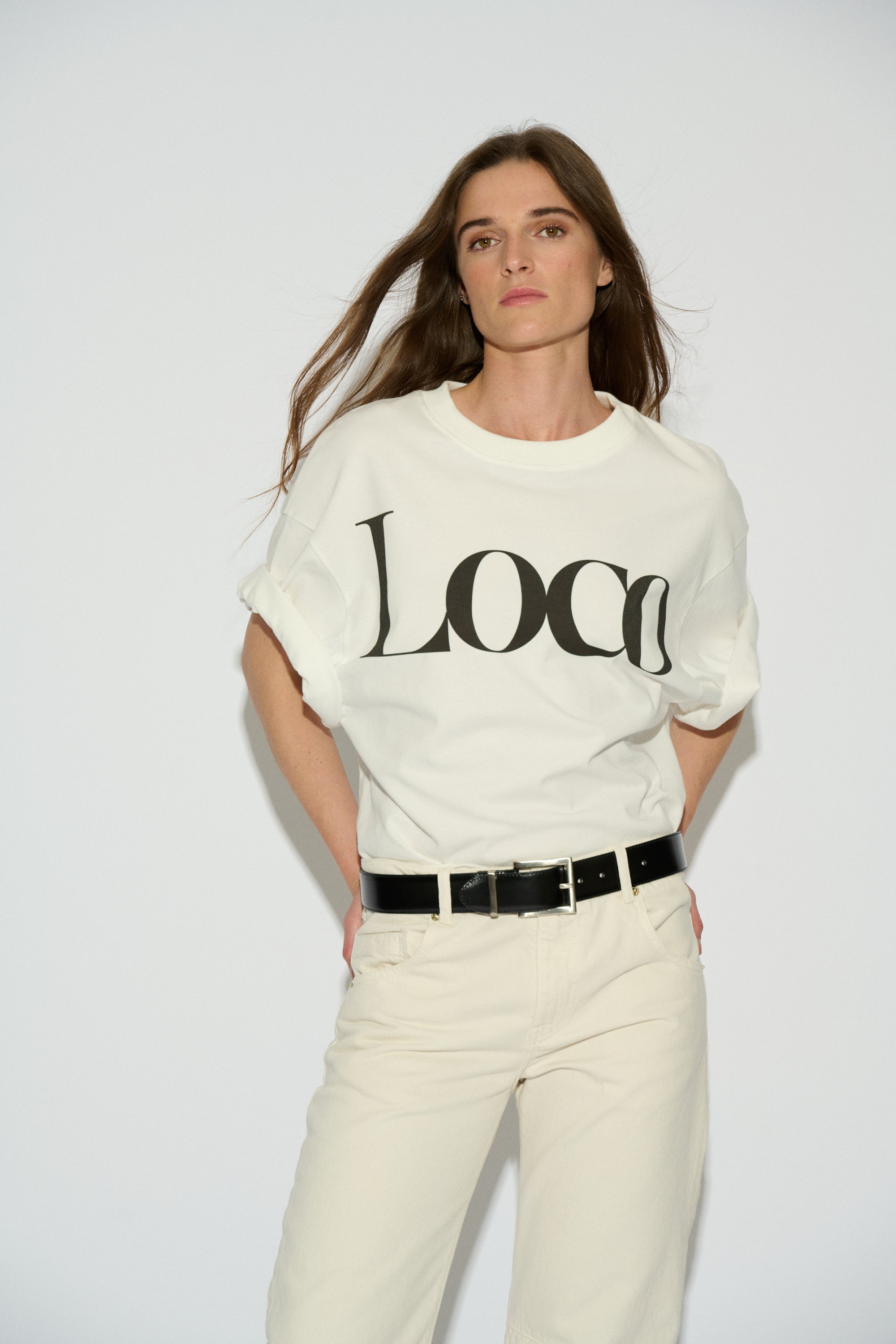 LOCO OVERSIZE SHORT SLEEVE WHITE T-SHIRT