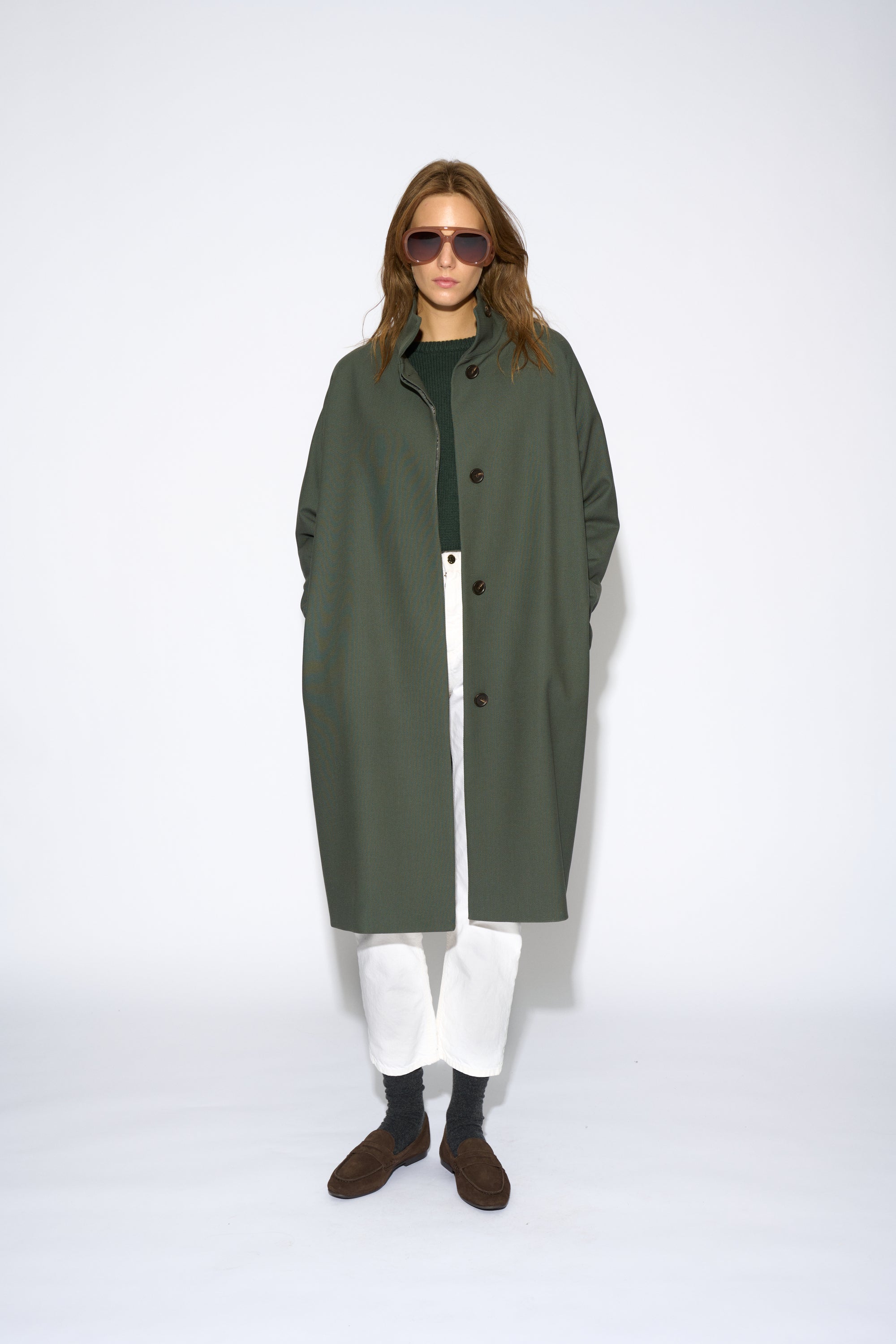 DANISH LONG GREEN TRENCH COAT