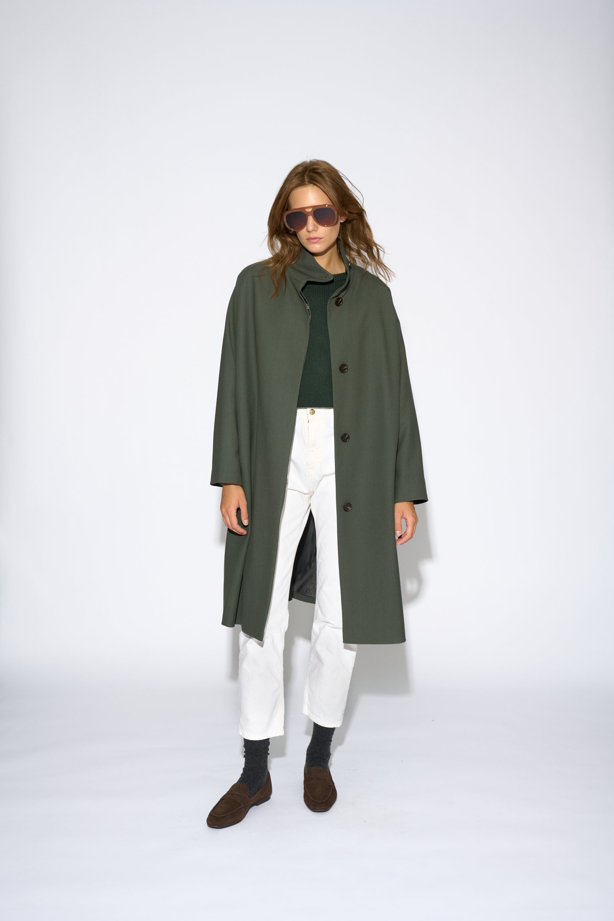 DANISH LONG GREEN TRENCH COAT
