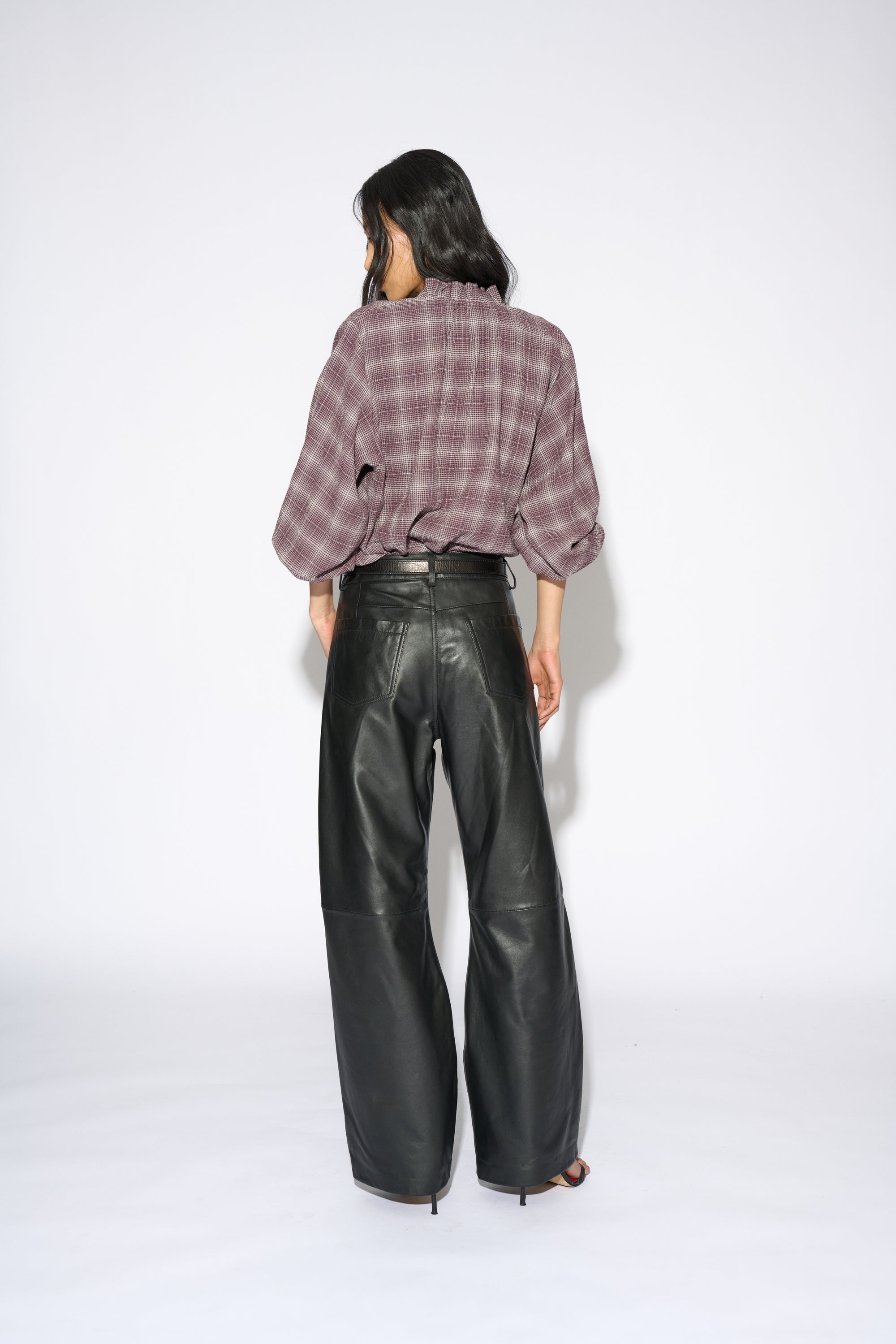 BLUSA JULIETTE CUADROS BURDEOS