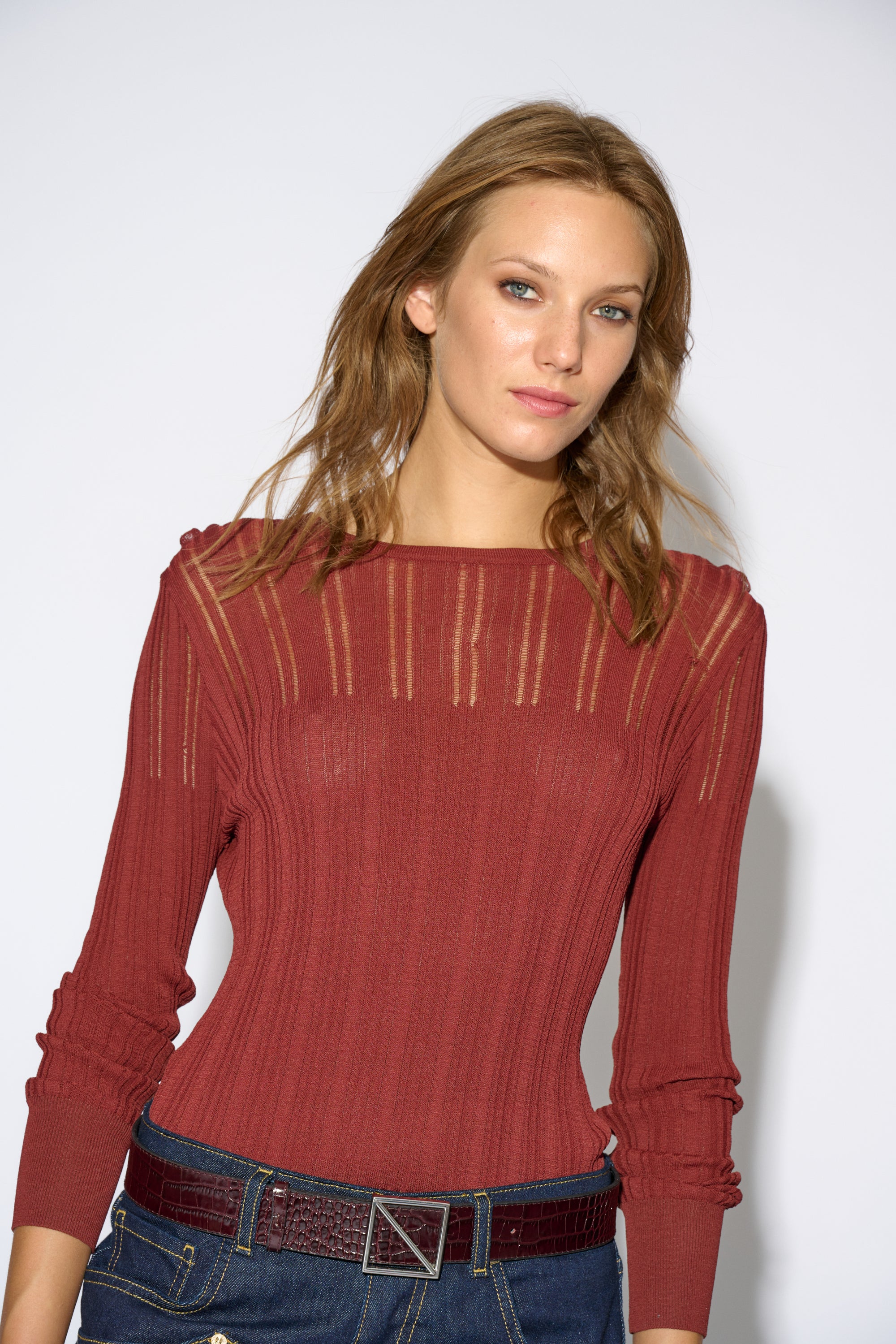 TOP SISI DESAGUJADO TERRACOTA