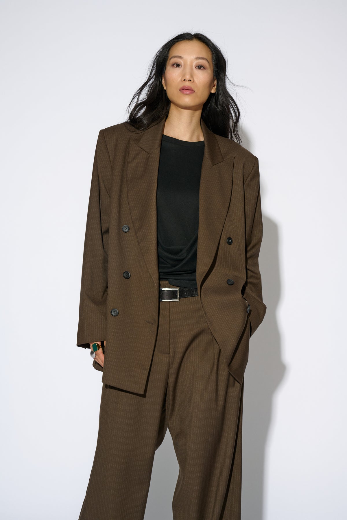 CANDELA STRIPED BROWN BLAZER
