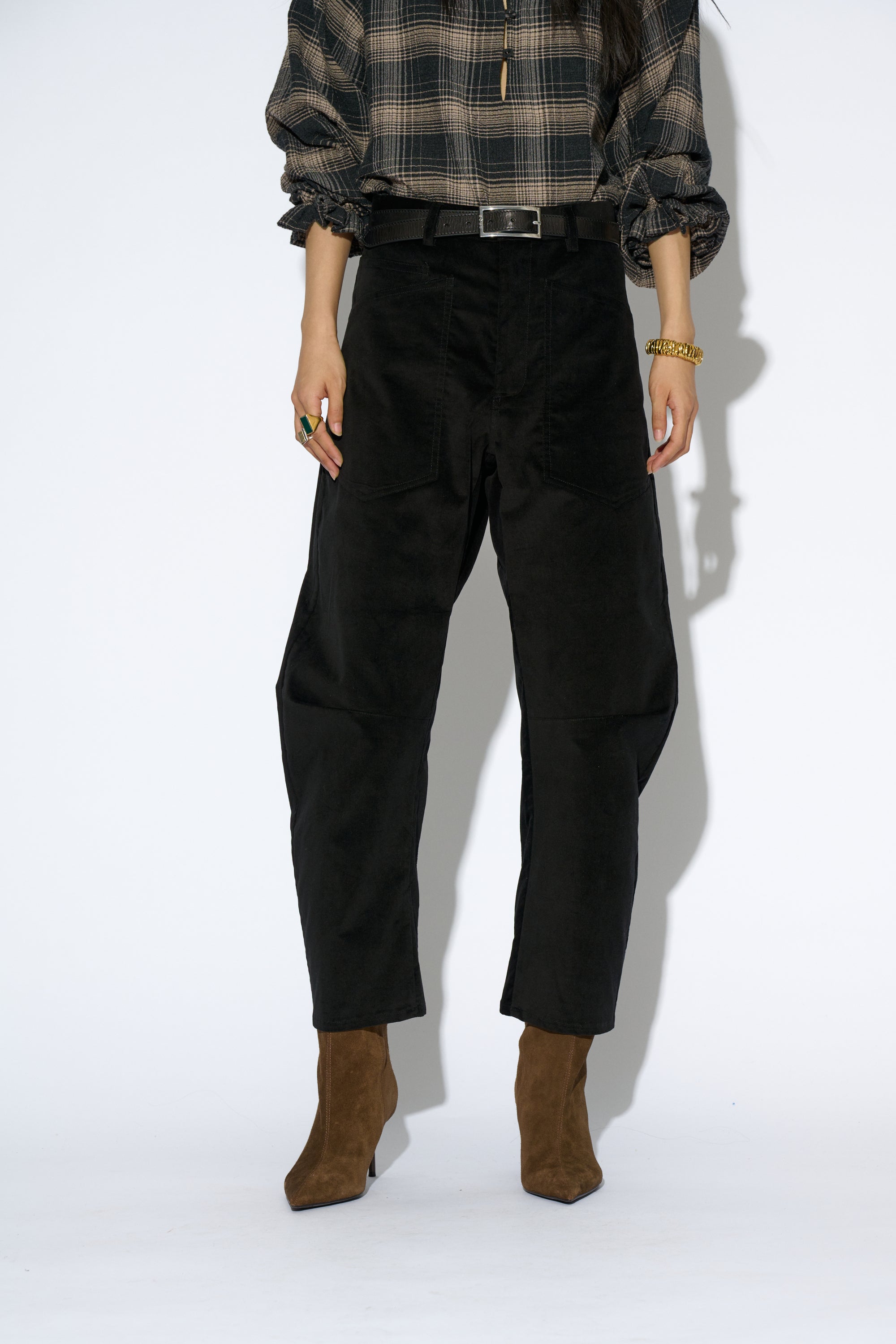 BRUNA NAVY VELVET TROUSERS