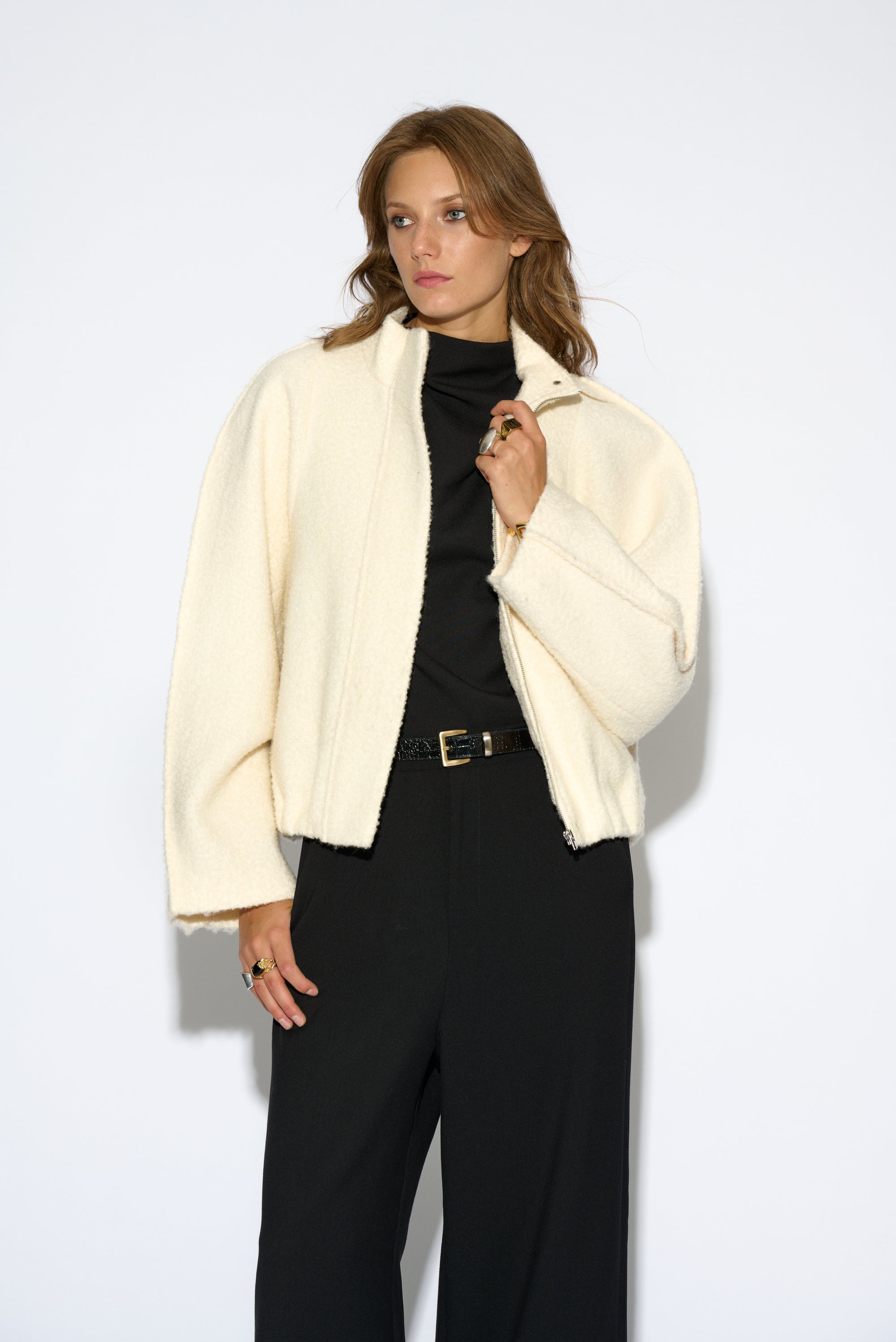 ECRU WOOL BOMBER