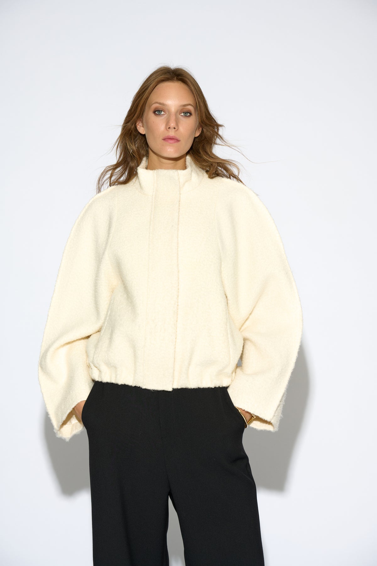 ECRU WOOL BOMBER