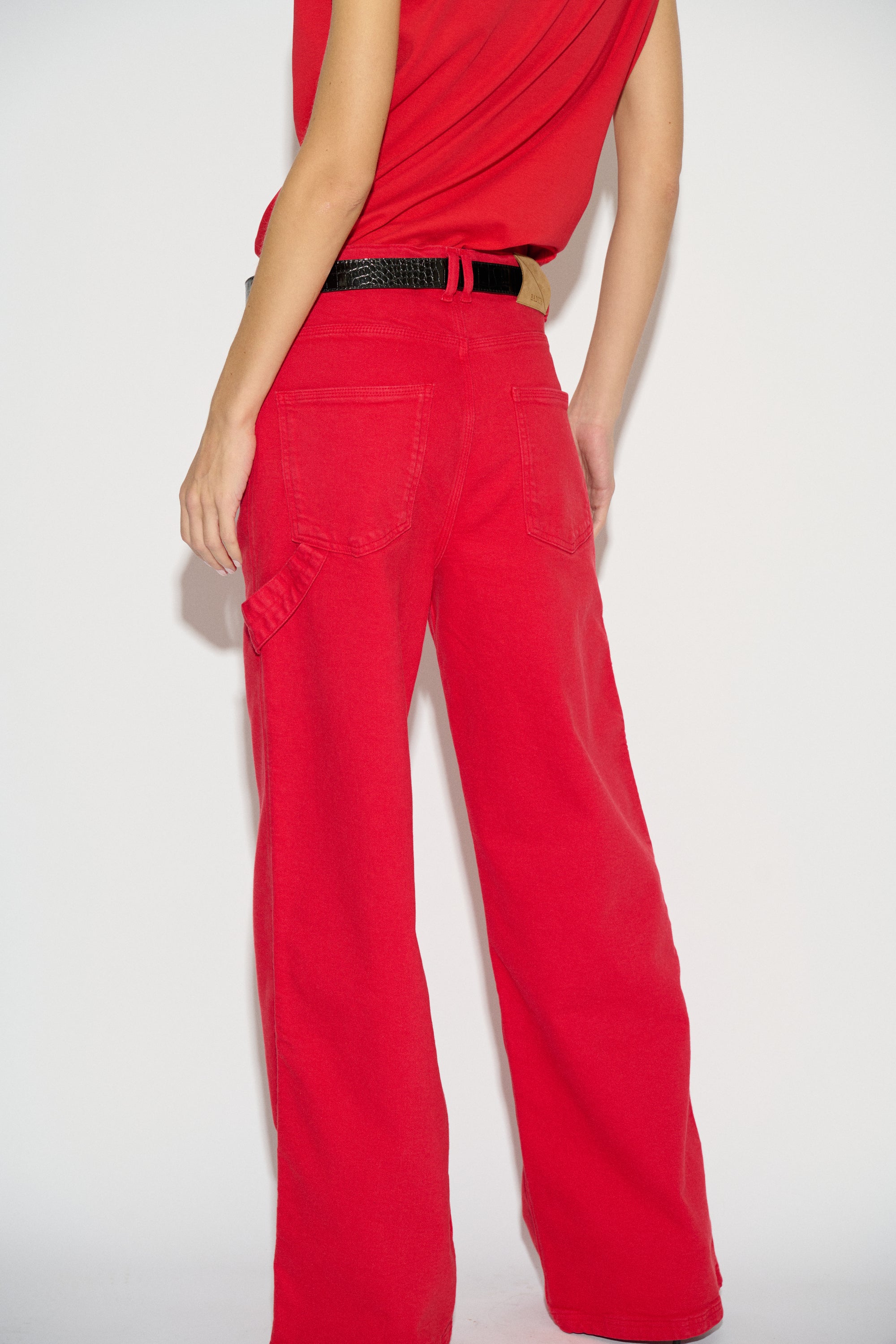 LUCA WIDE LEG MID-RISE JEANS RED