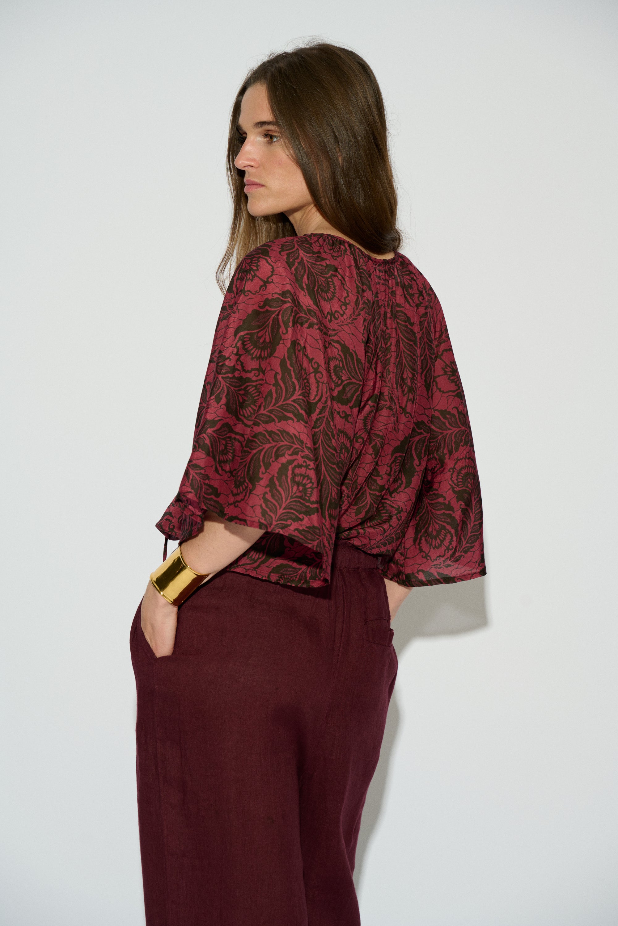 CASILDA OVERSIZE BLOUSE CASILDA PRINT BURGUNDY
