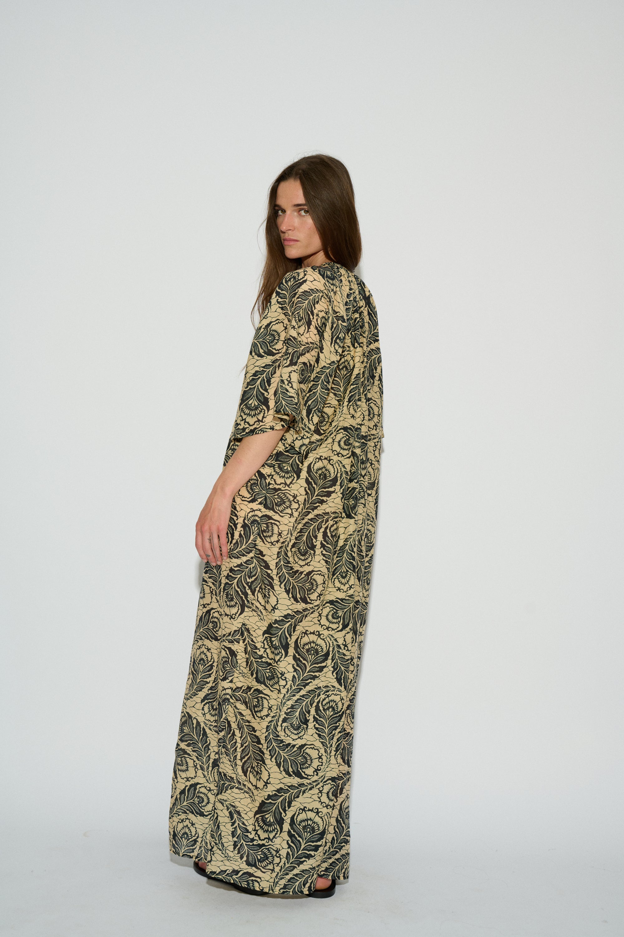 MARIONA OVERSIZED LONG V-NECK BLUE DRESS