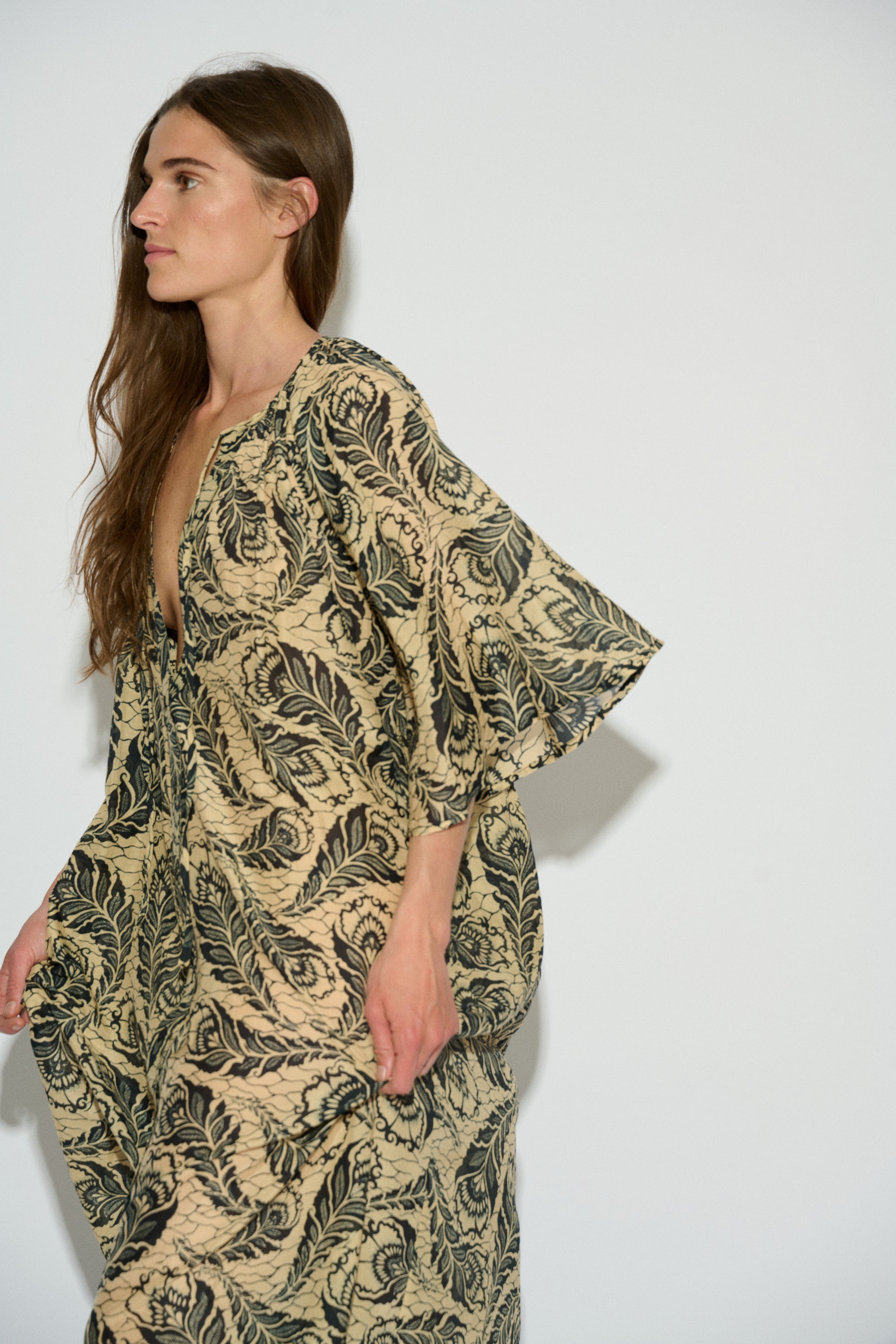 VESTIDO MARIONA OVERSIZE LARGO ESTAMPAZO CRUDO Y AZUL