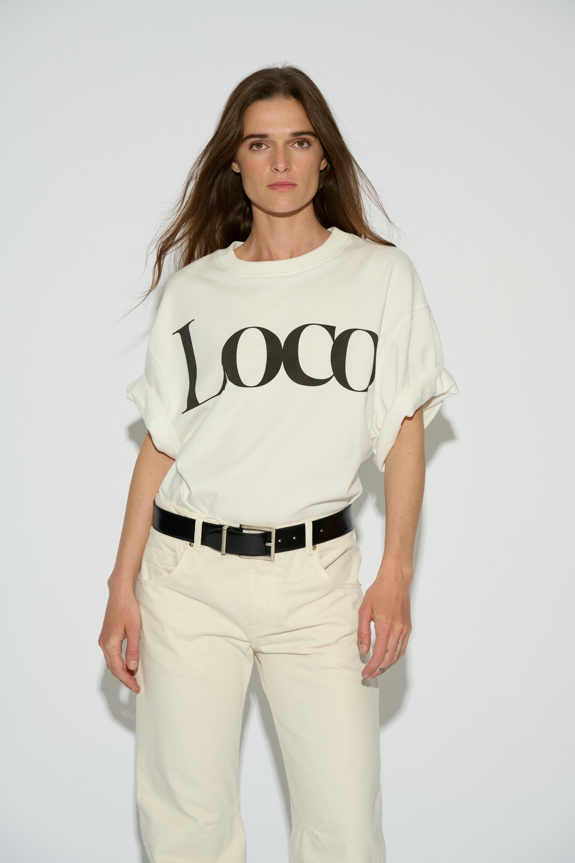 CAMISETA LOCO OVERSIZE MANGA CORTA BLANCO