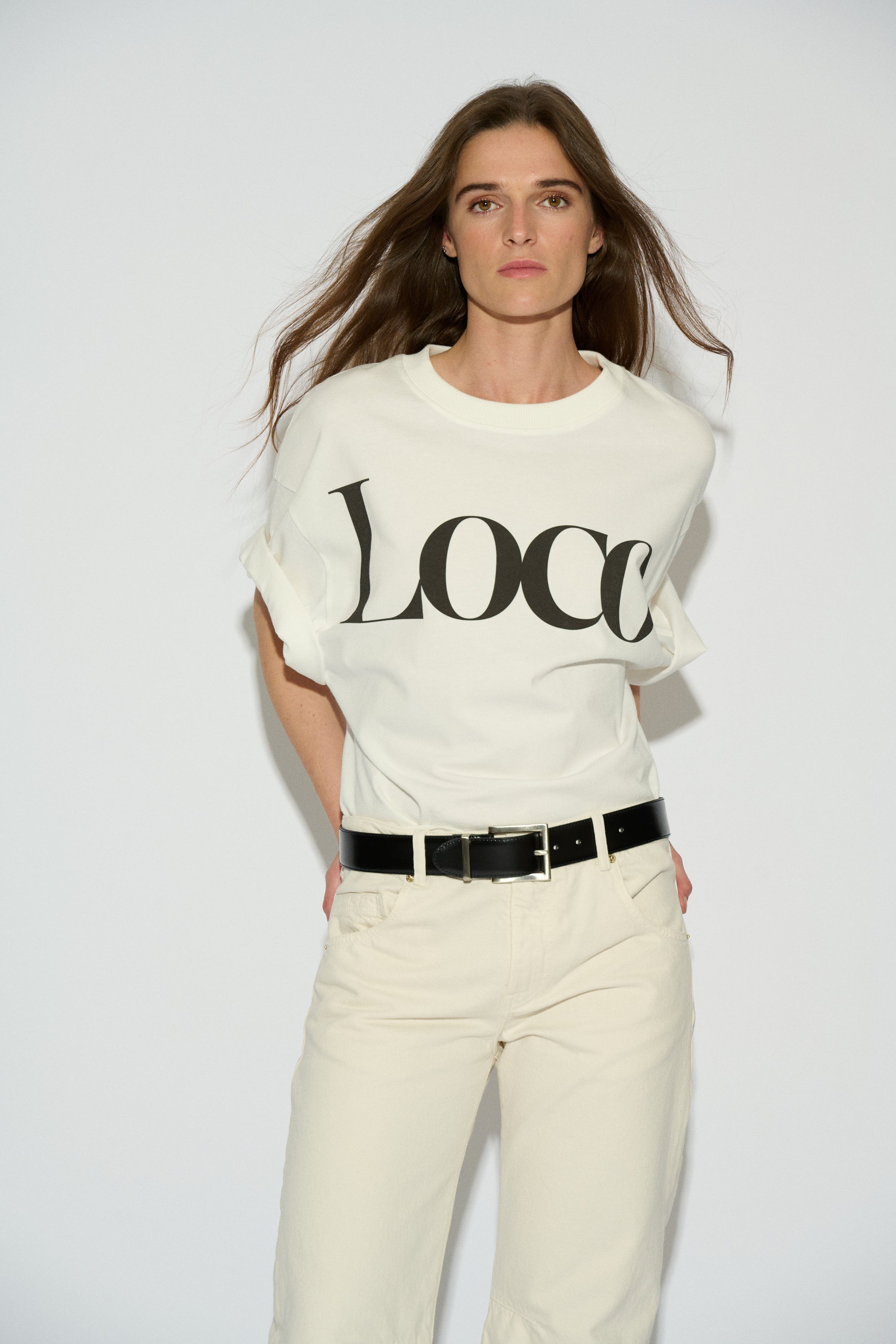 LOCO OVERSIZE SHORT SLEEVE WHITE T-SHIRT