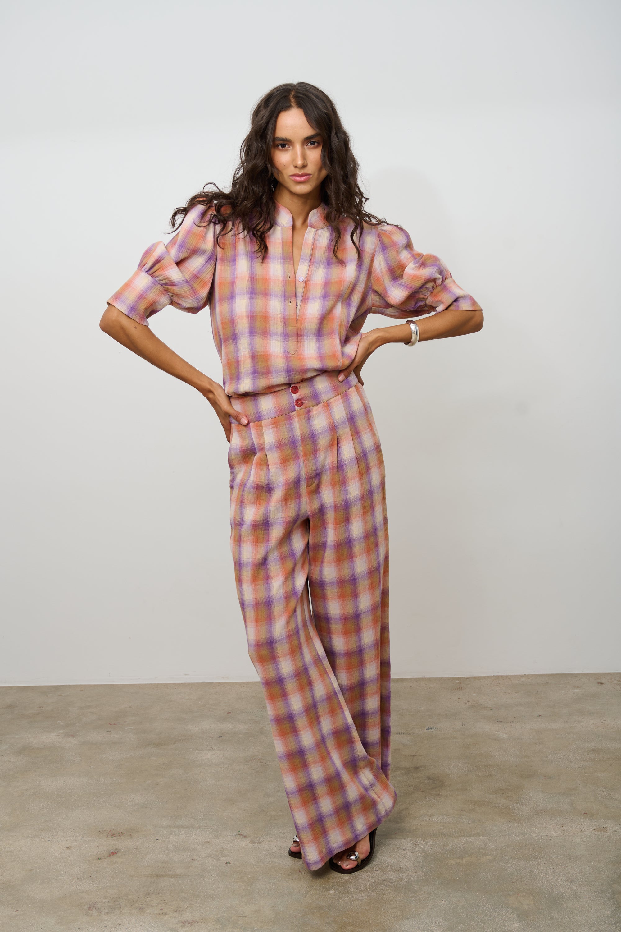 PANTS FRANKIE SS CHECKS LILAC