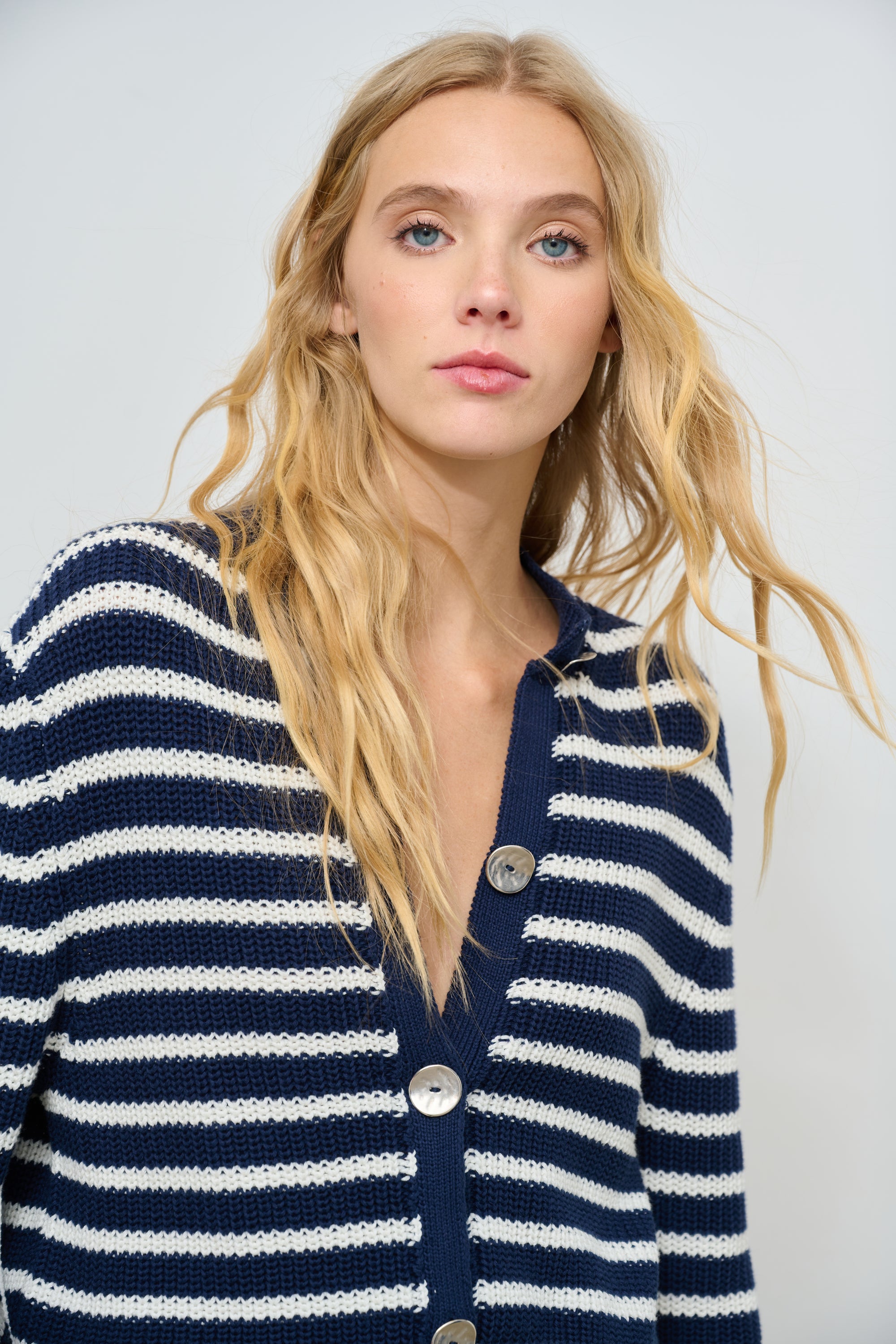 CARDIGAN BERRY STRIPES BLUE