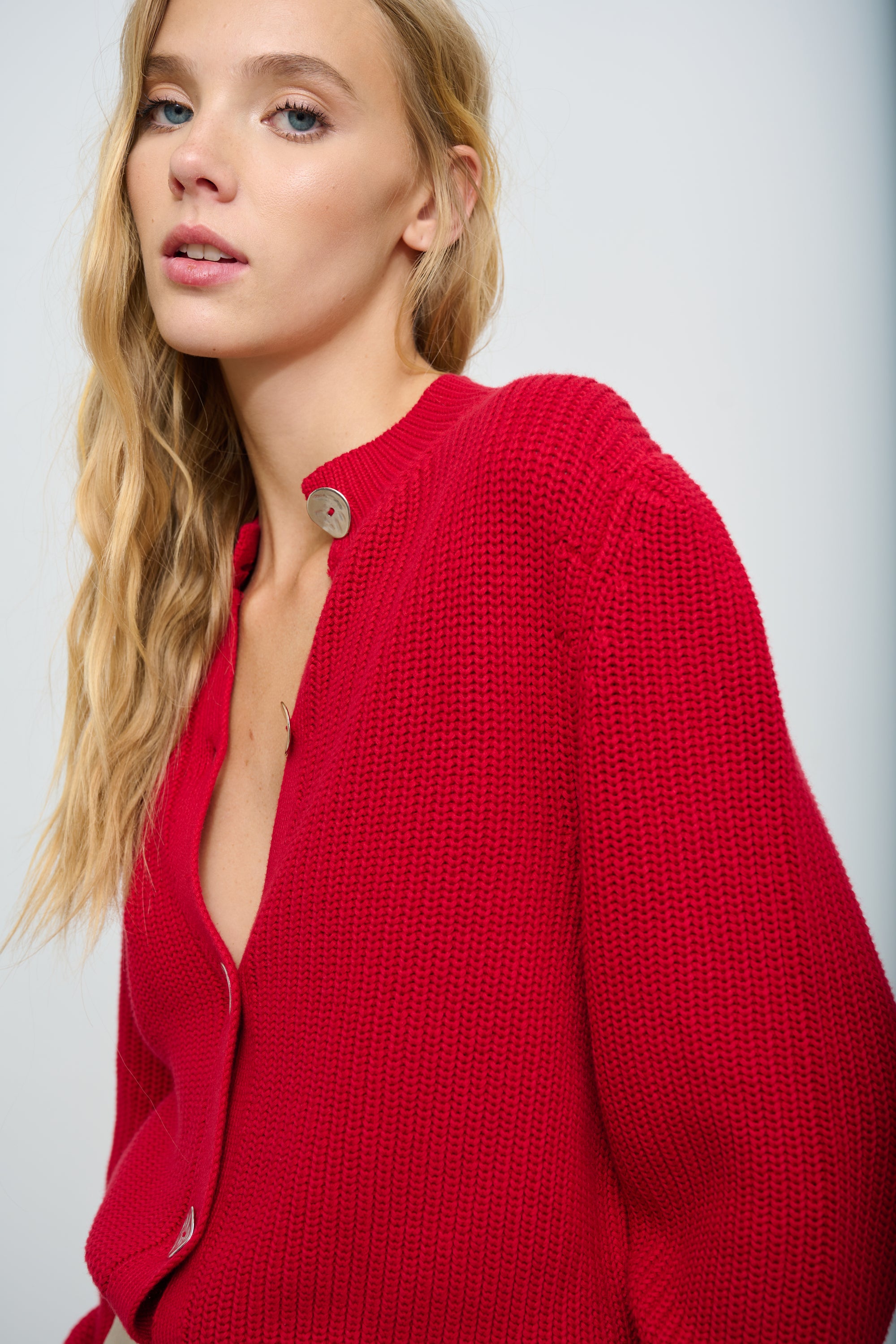 CARDIGAN BERRY RED