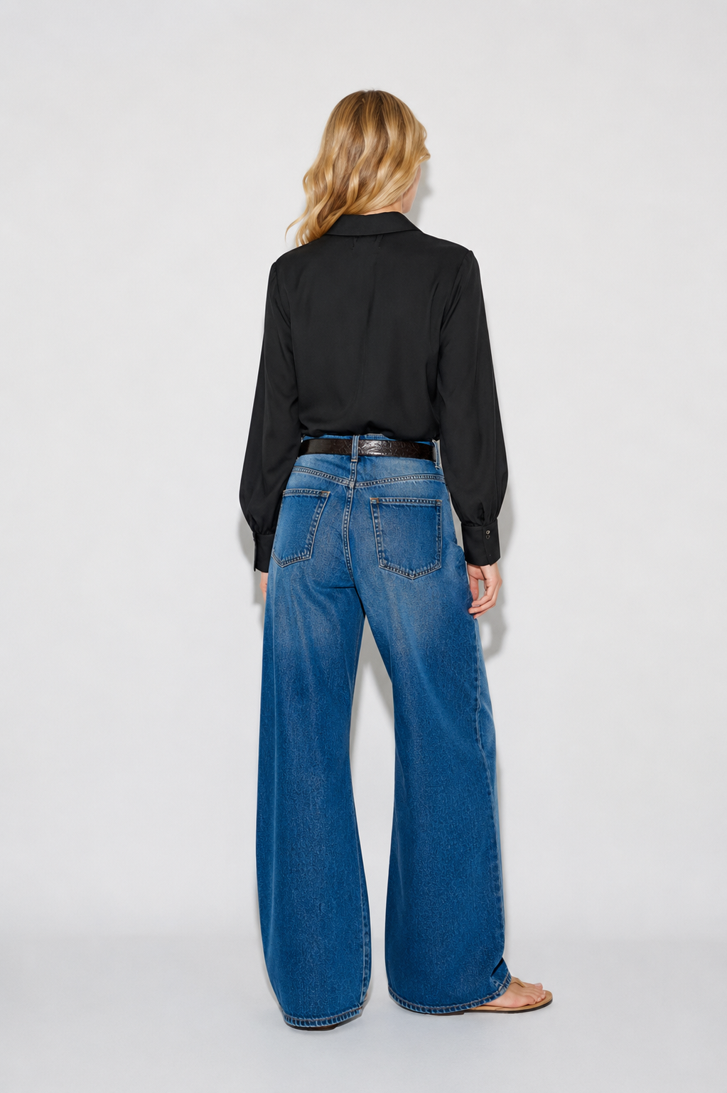 CAMISA JUNO CREPE VOLANTE NEGRA
