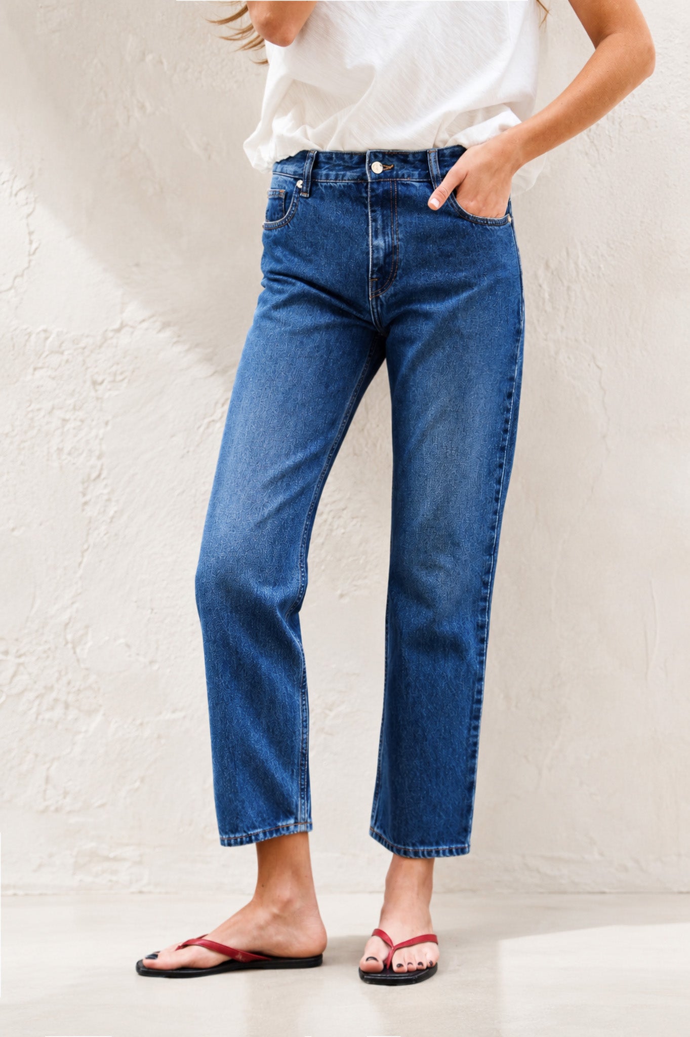 JEANS GLORIA TIRO MEDIO RECTO AZUL MEDIO