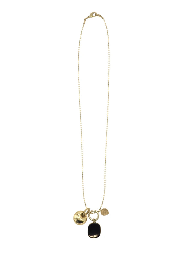Dark coal Necklace gold