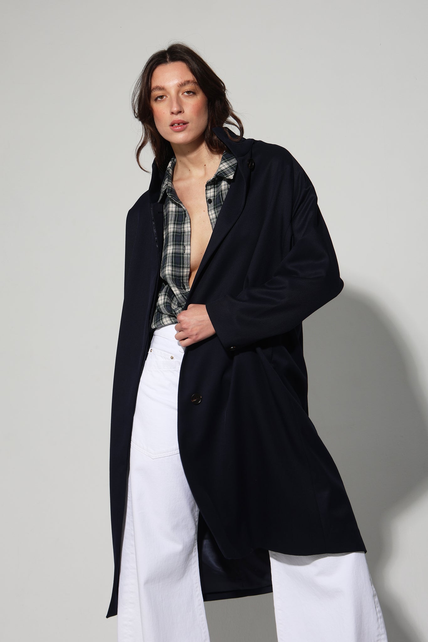 DENMARK OVERSIZE NAVY TRENCH COAT