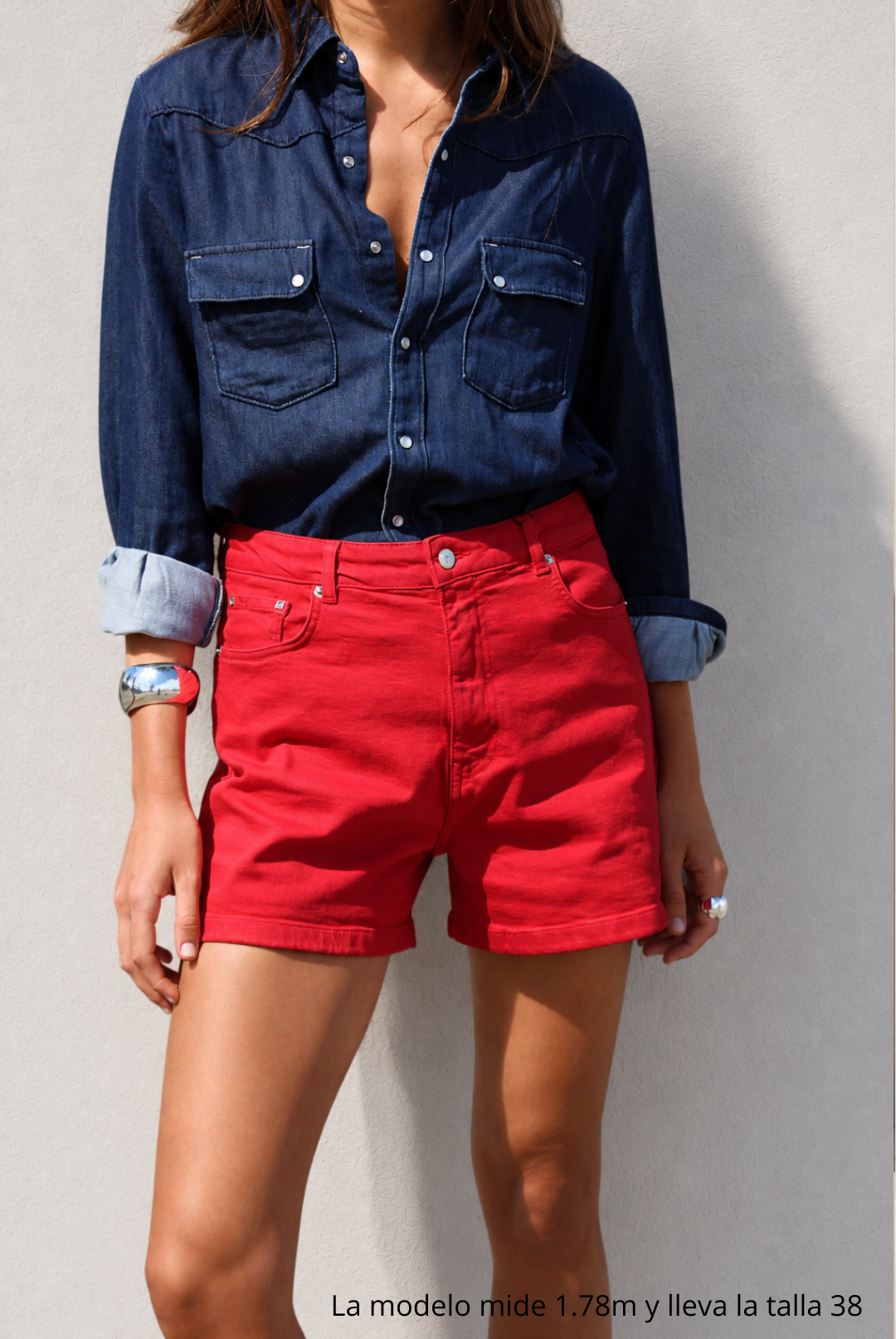 RED MID-RISE TRUFFLE SHORTS