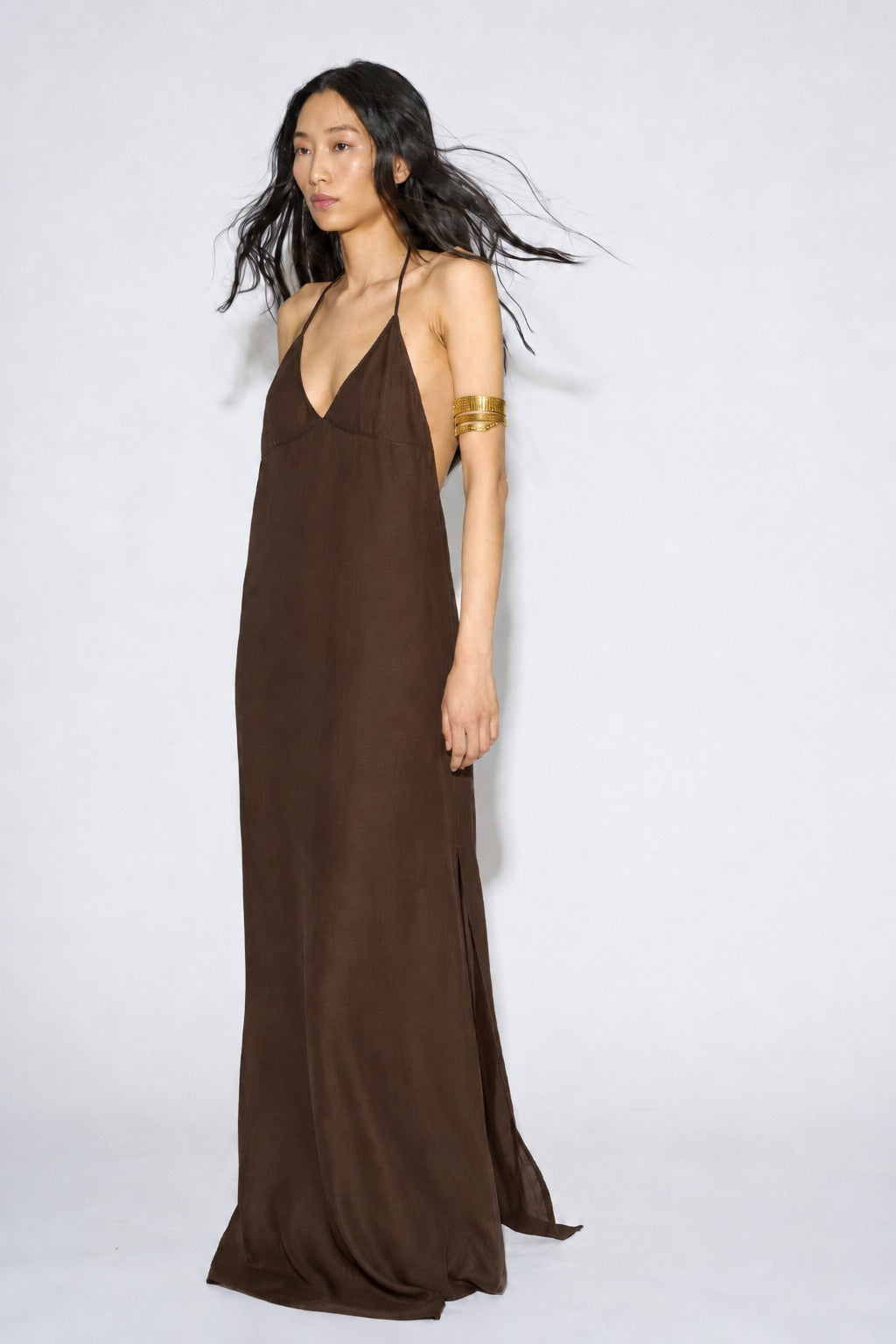 VESTIDO LARGO BRIDGE MARRÓN L.M X BADITS