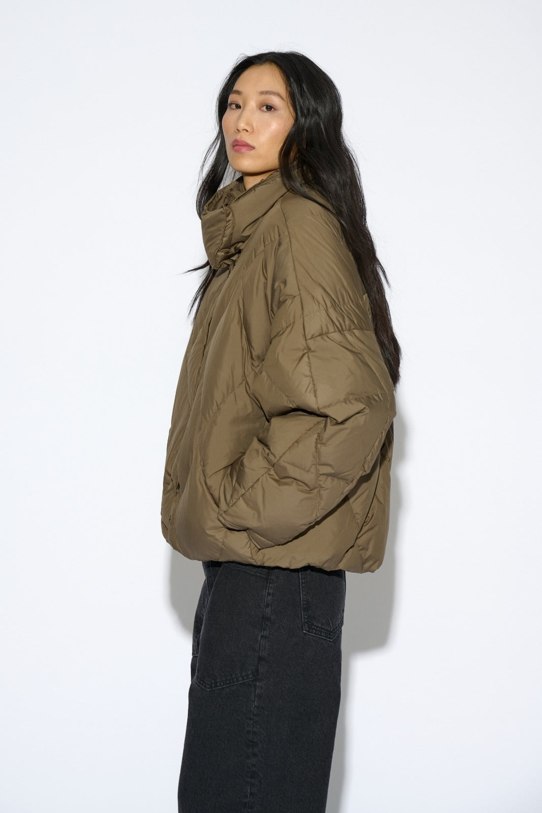 LONDON QUILTED KHAKI COAT