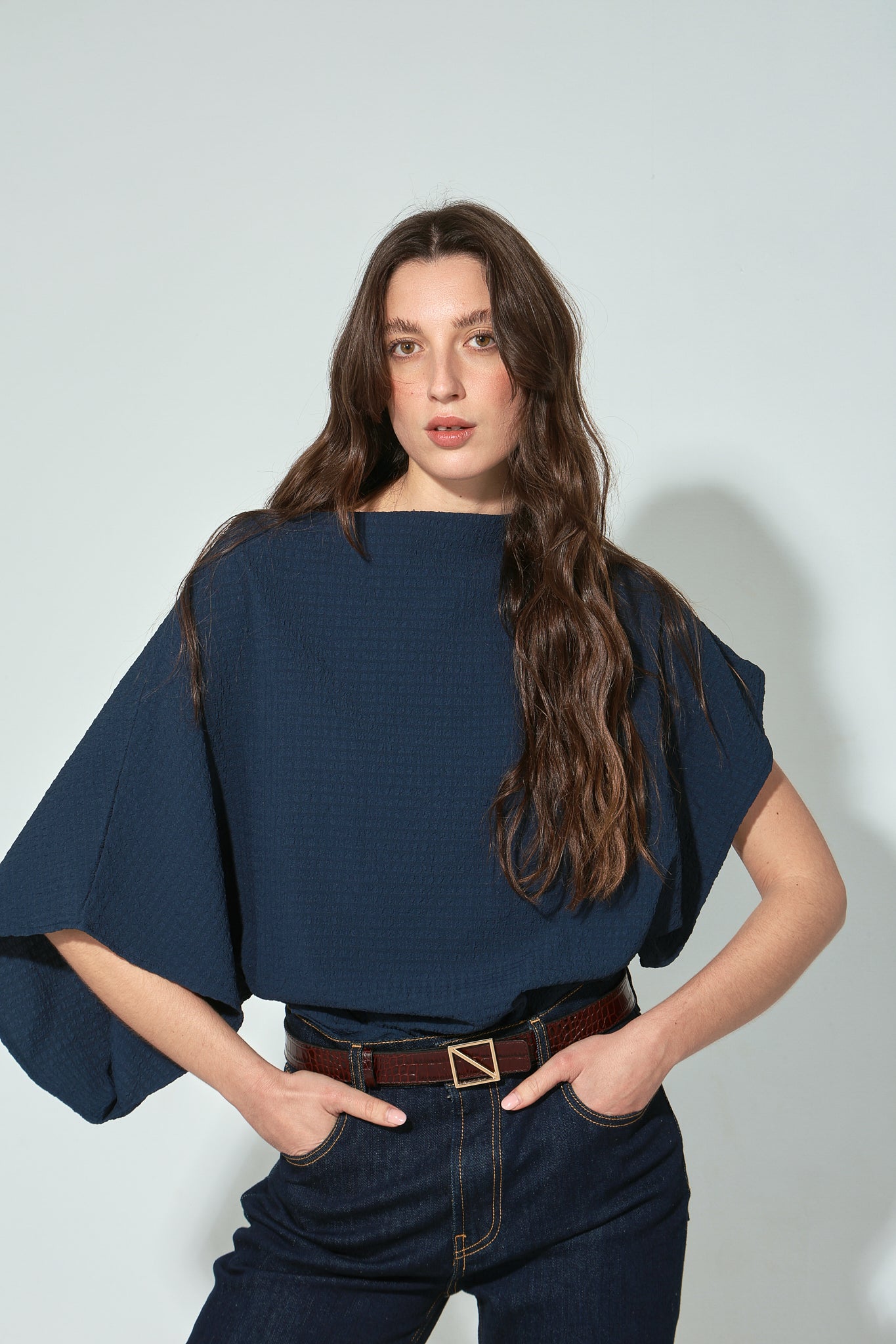 TOP CALIPSO SEERSUCKER NAVY