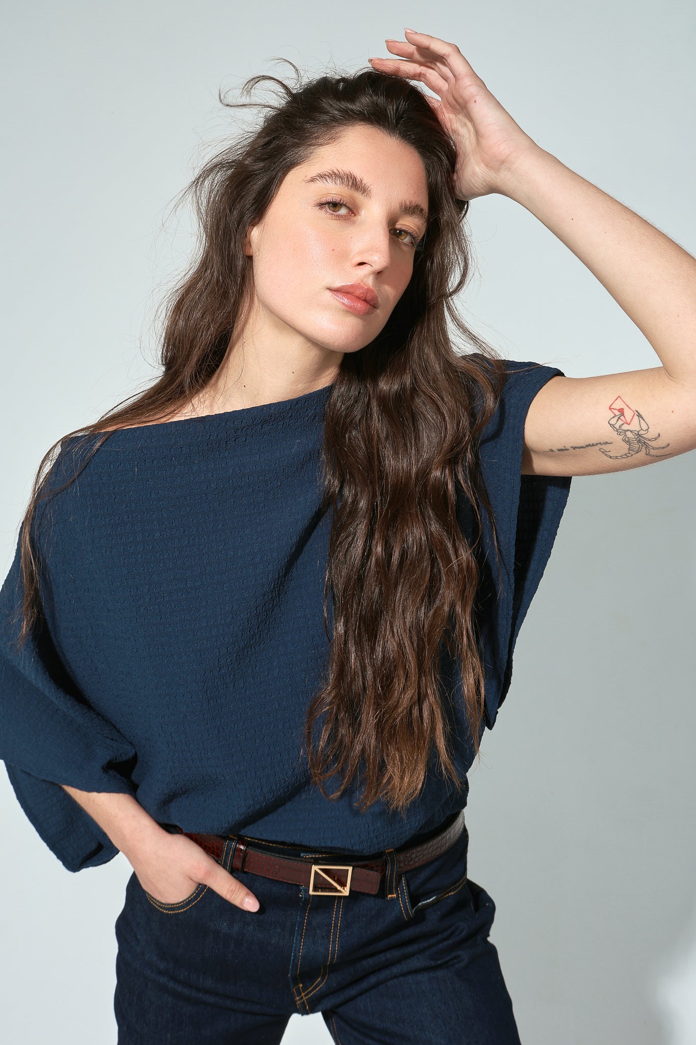 TOP CALIPSO SEERSUCKER NAVY