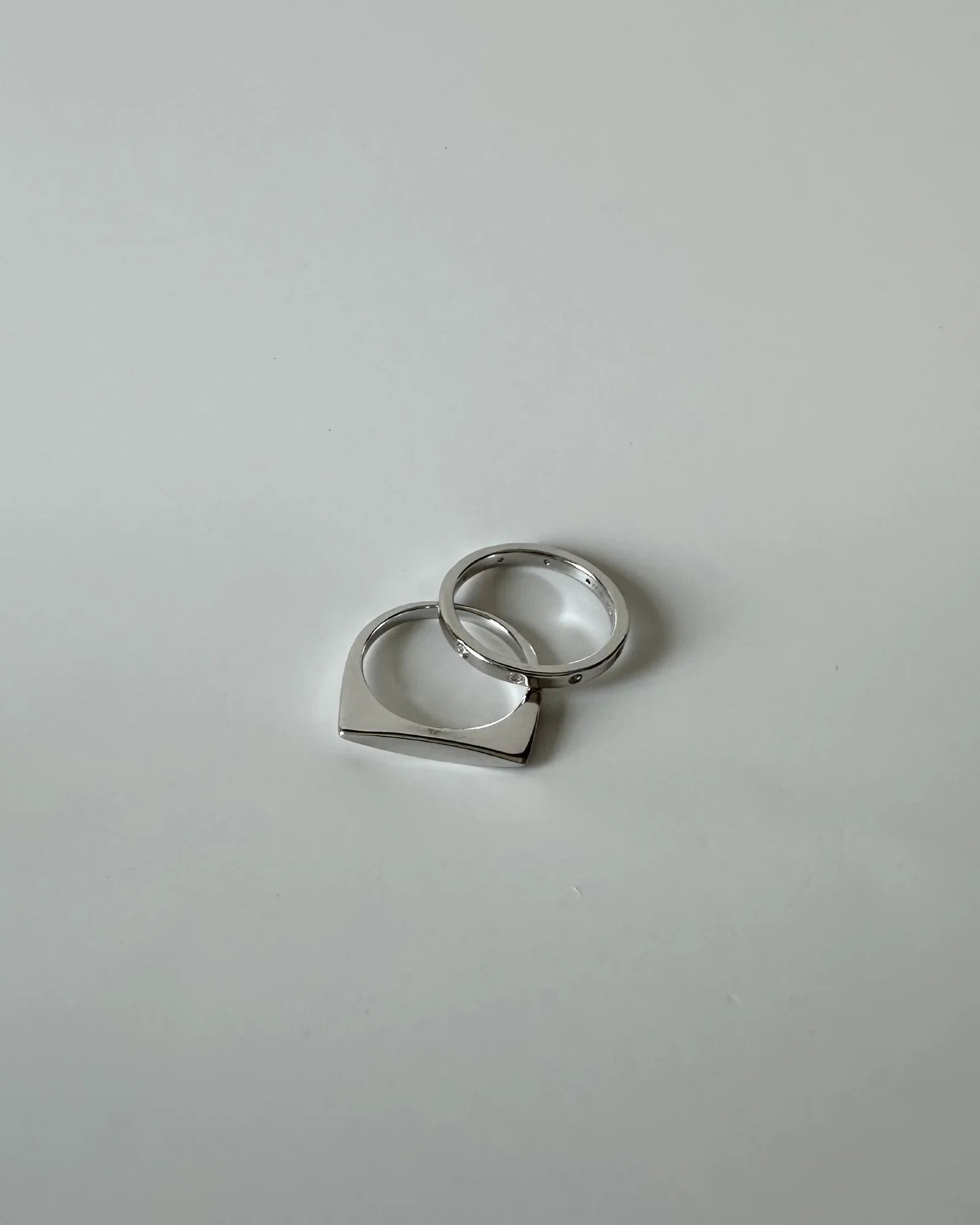 Slim silver signet ring