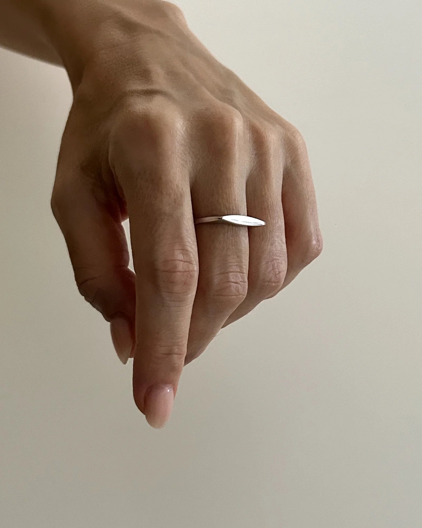 Slim silver signet ring