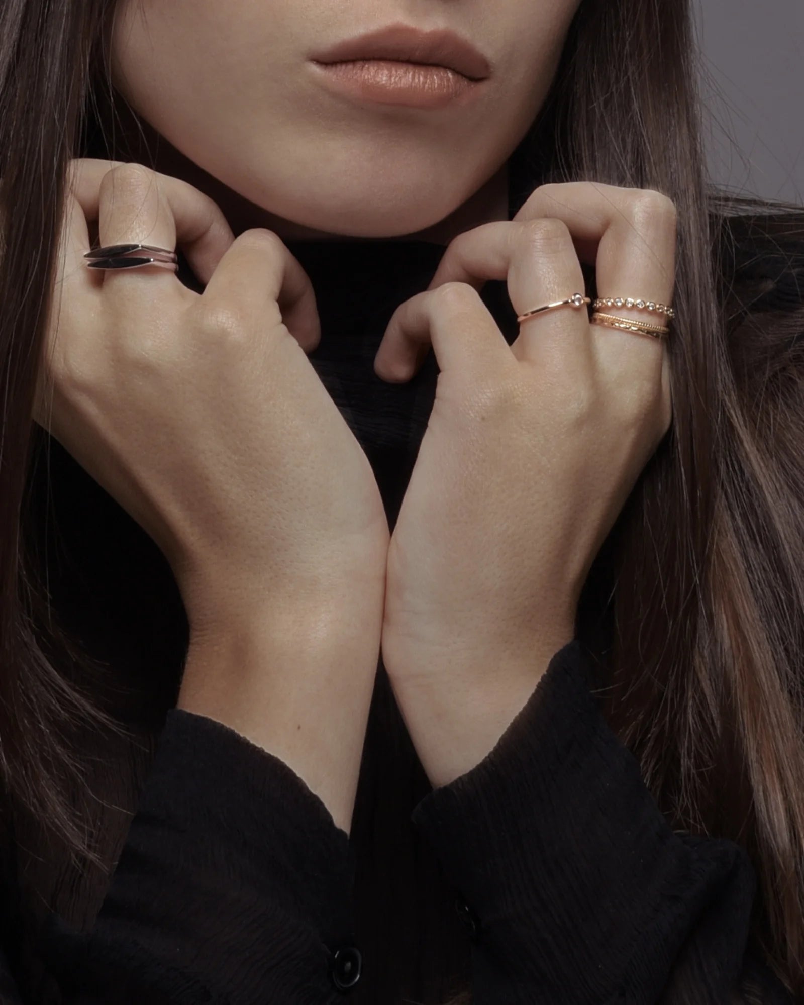 Slim silver signet ring