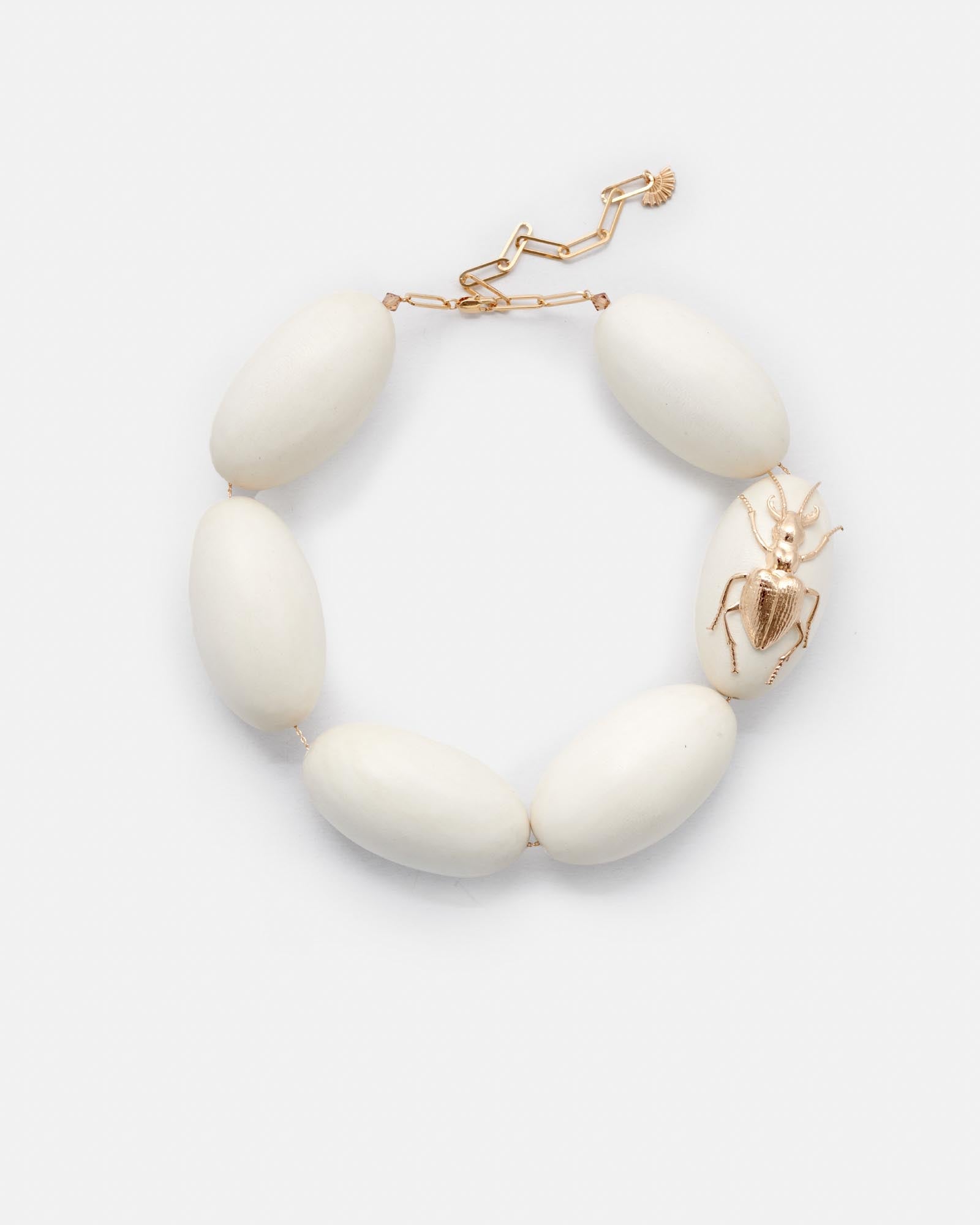 WHITE OVA NECKLACE (WOOD)