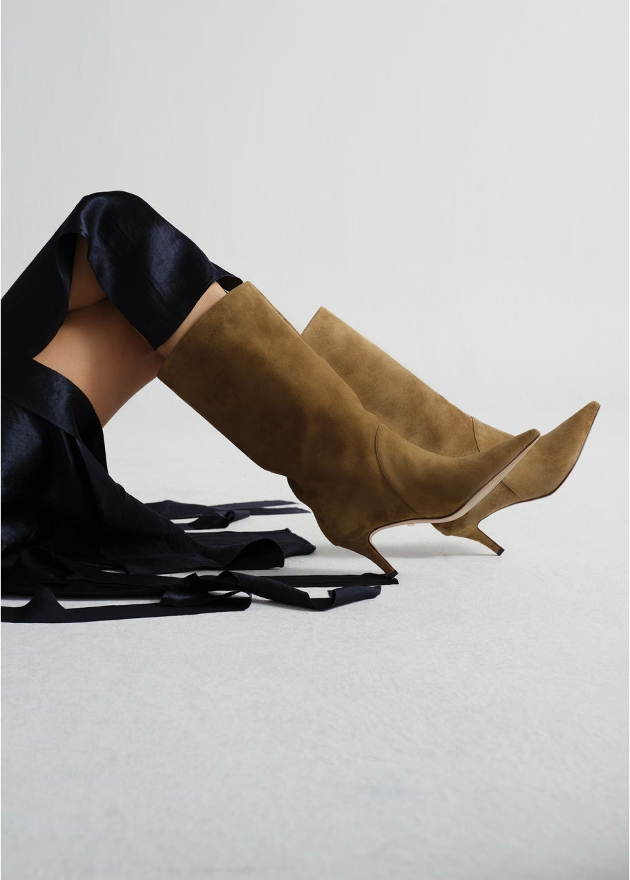 KID'S SUEDE LEATHER OLIVE BOOTS