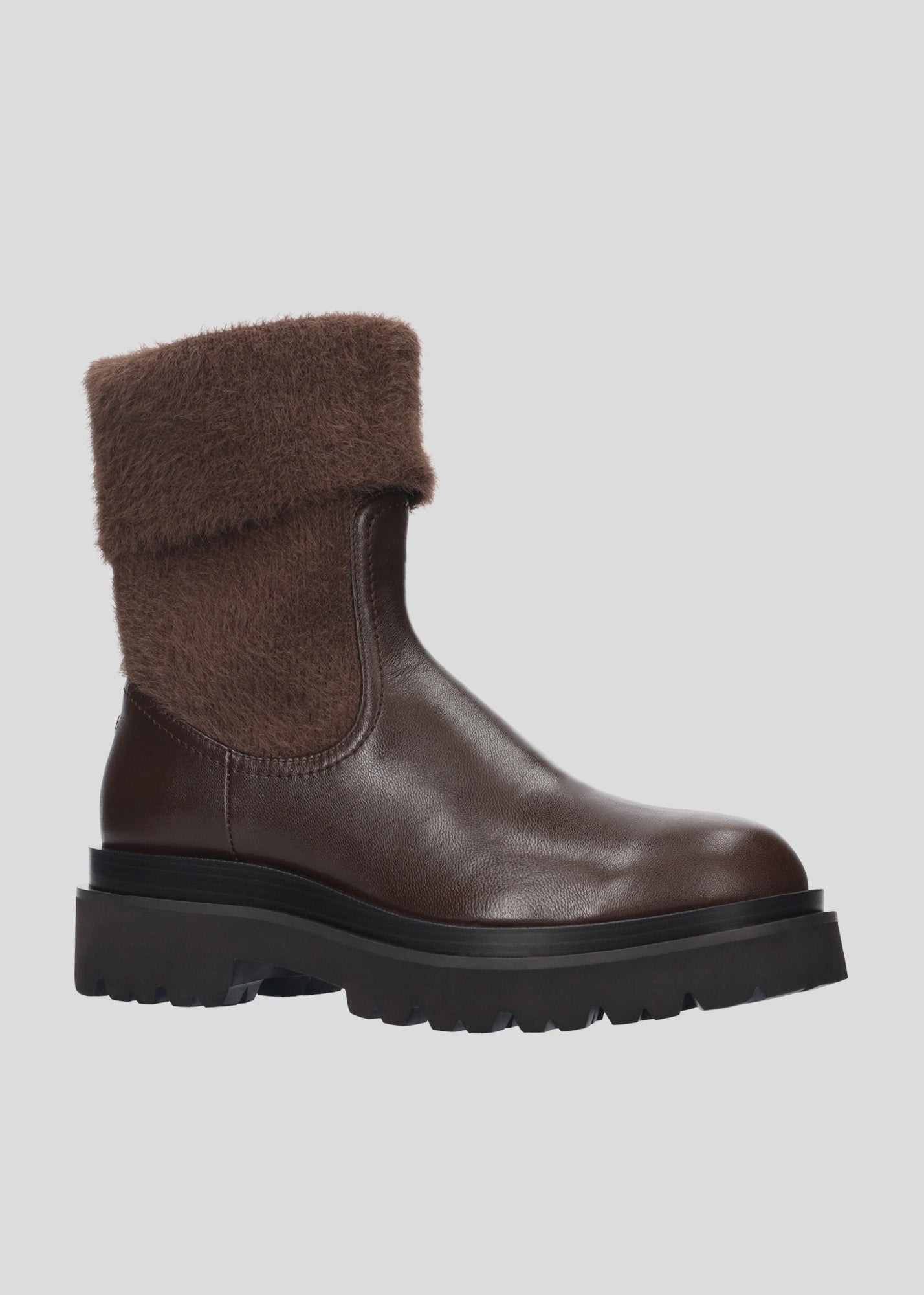 BROWN LEATHER JERSEY BOOTS