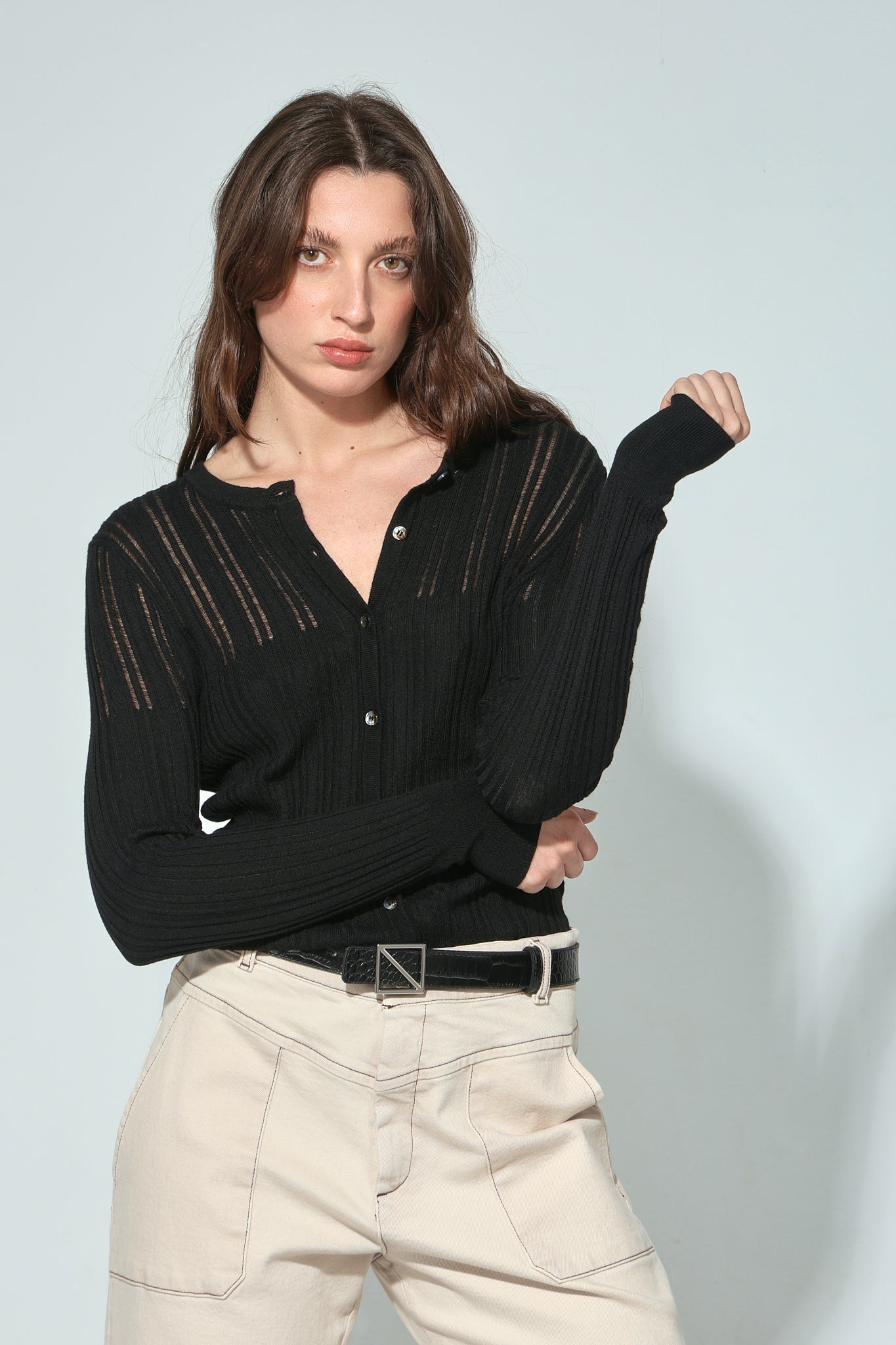 CARDIGAN VEGA CUELLO REDONDO LANA NEGRO