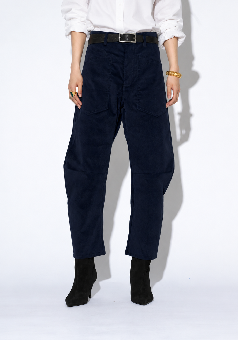BRUNA NAVY VELVET TROUSERS